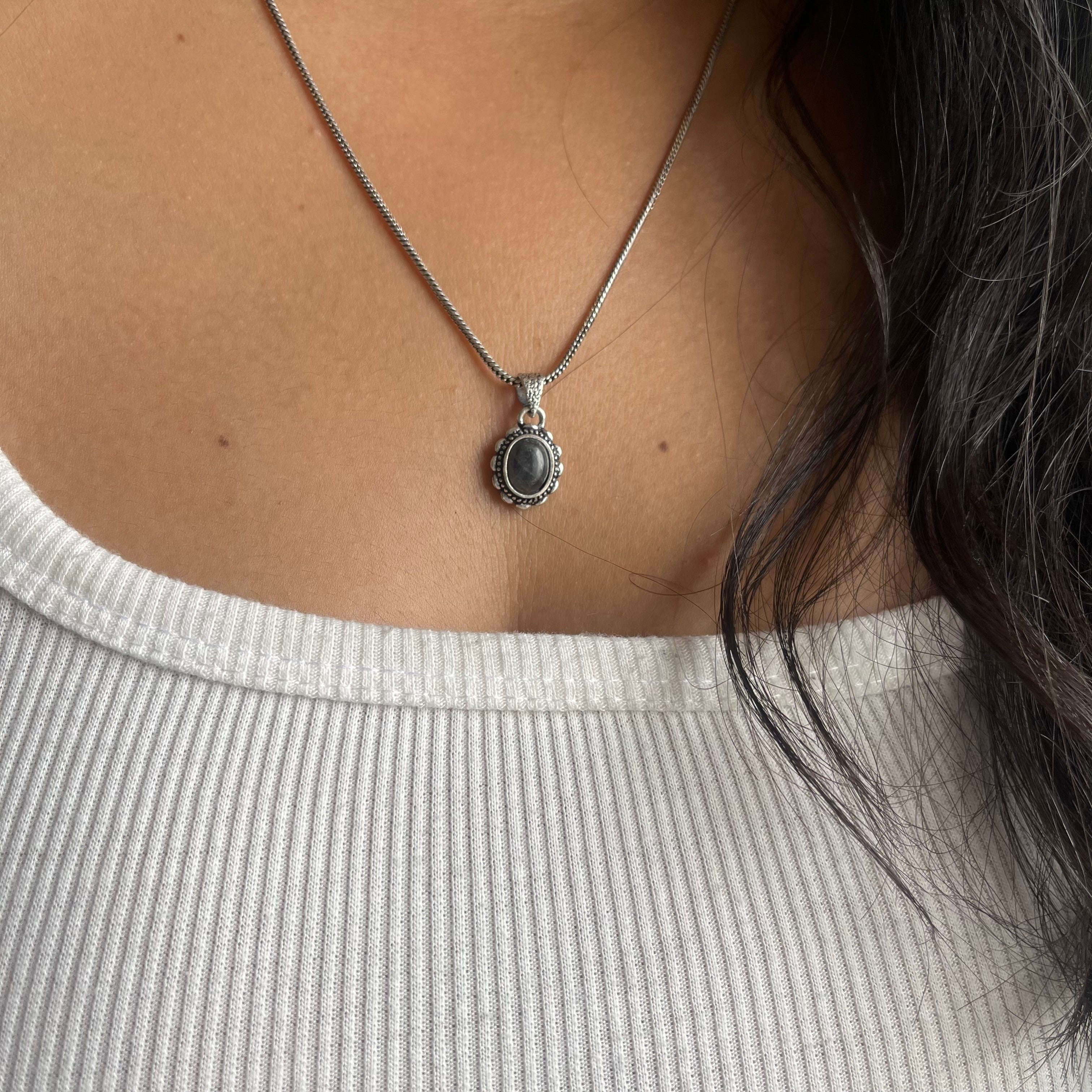 Hematite Stone Pendant & Chain