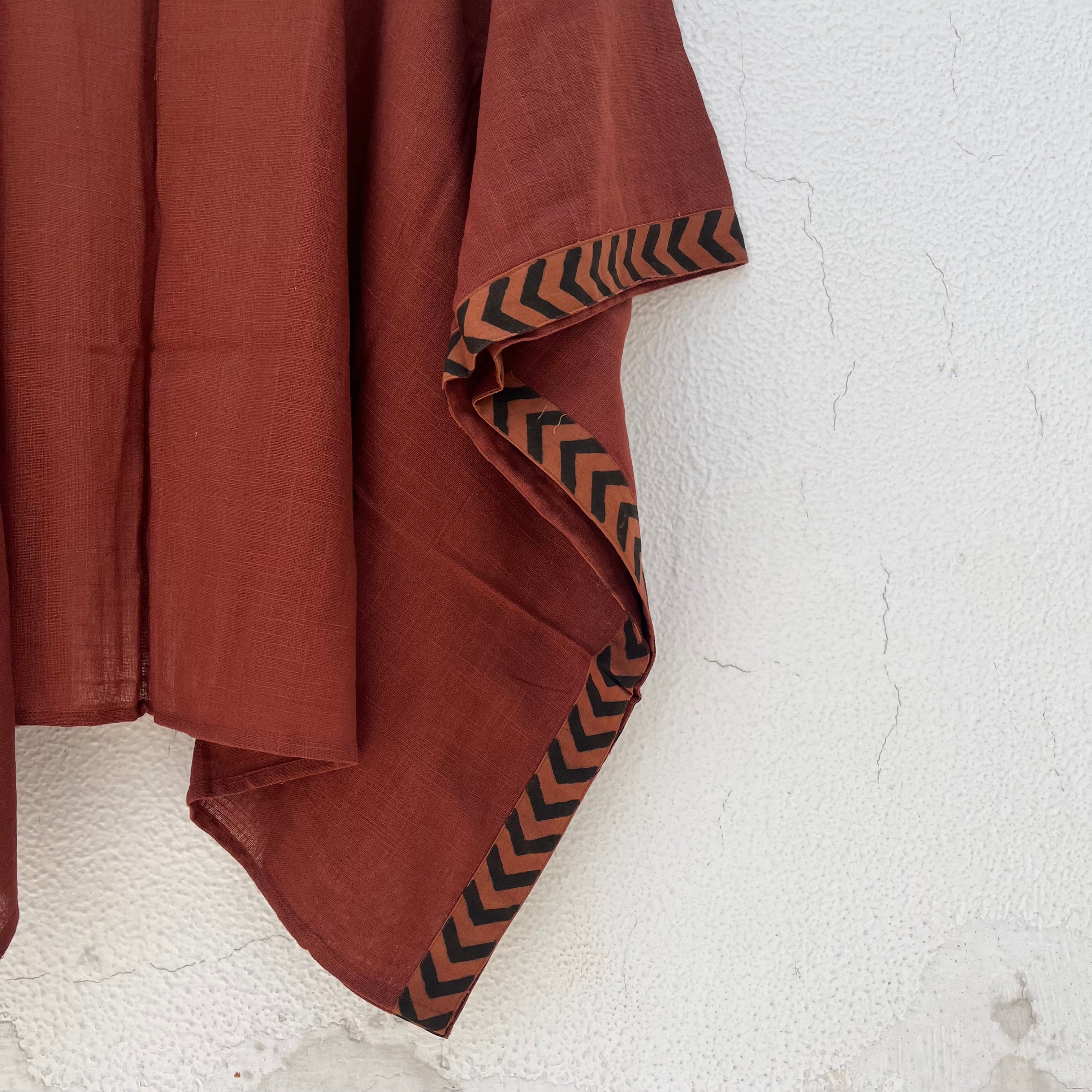 Karwaan Kaftan Cotton Shrug- Rust Orange