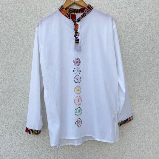7 Chakra Kurta - White (Mulicolour Chakra)