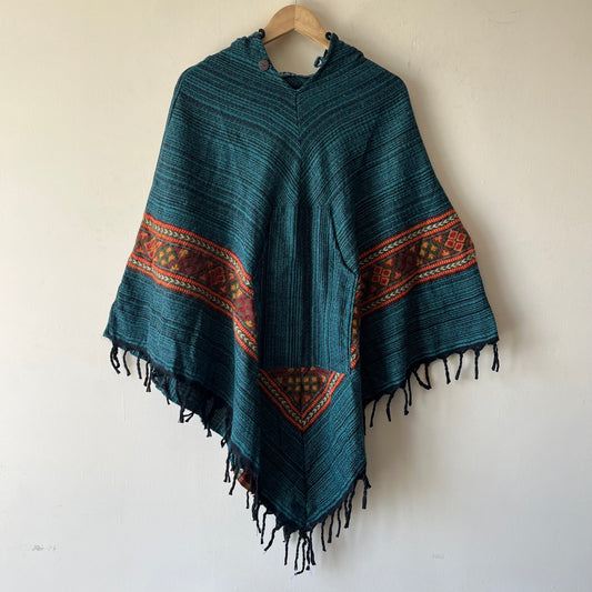 Pahadi Kullu Poncho- Firozi