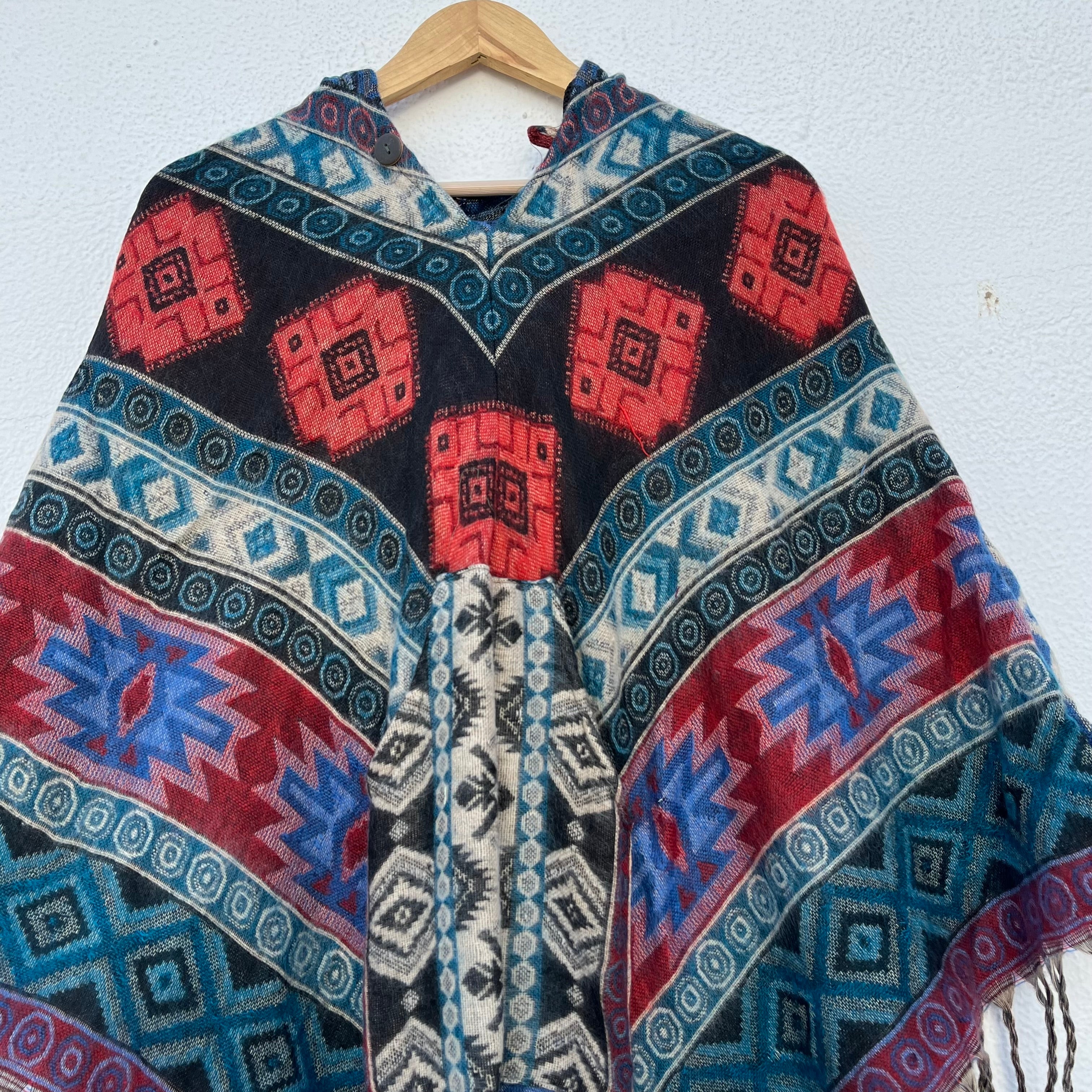 Pahadi Printed Poncho With Hood