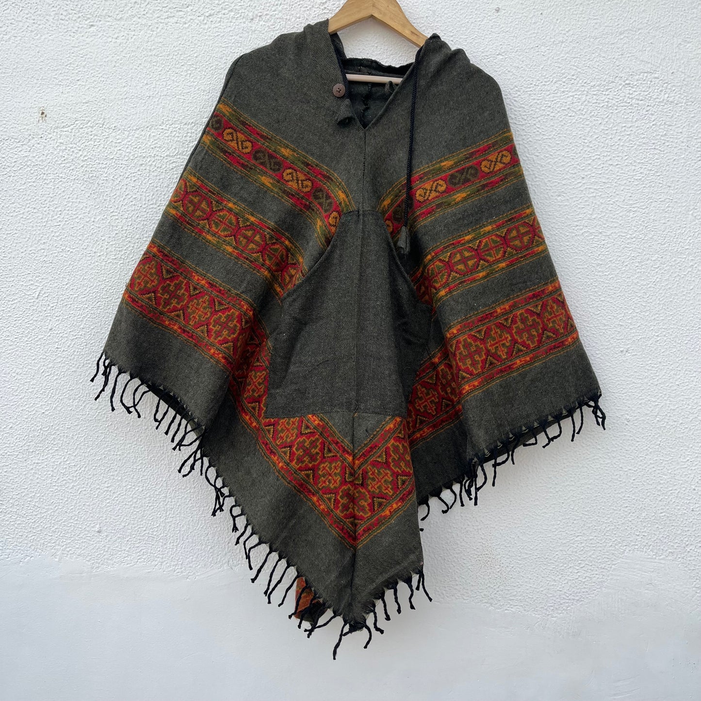 Pahadi Poncho 3 Patti with Hood - Green