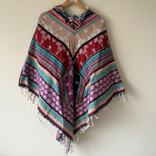 Pahadi Printed Poncho With Hood