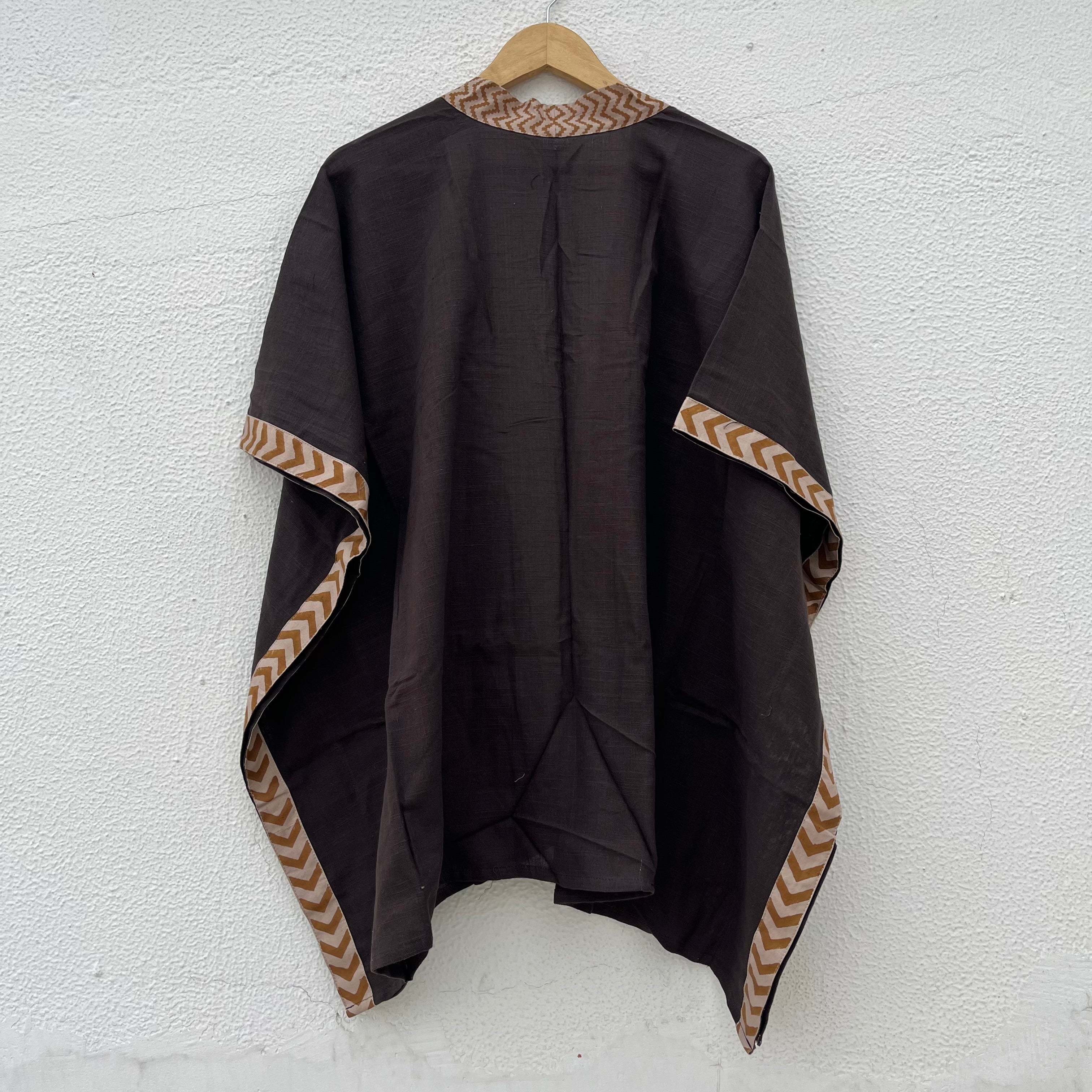 Karwaan Kaftan Cotton Shrug- Brown