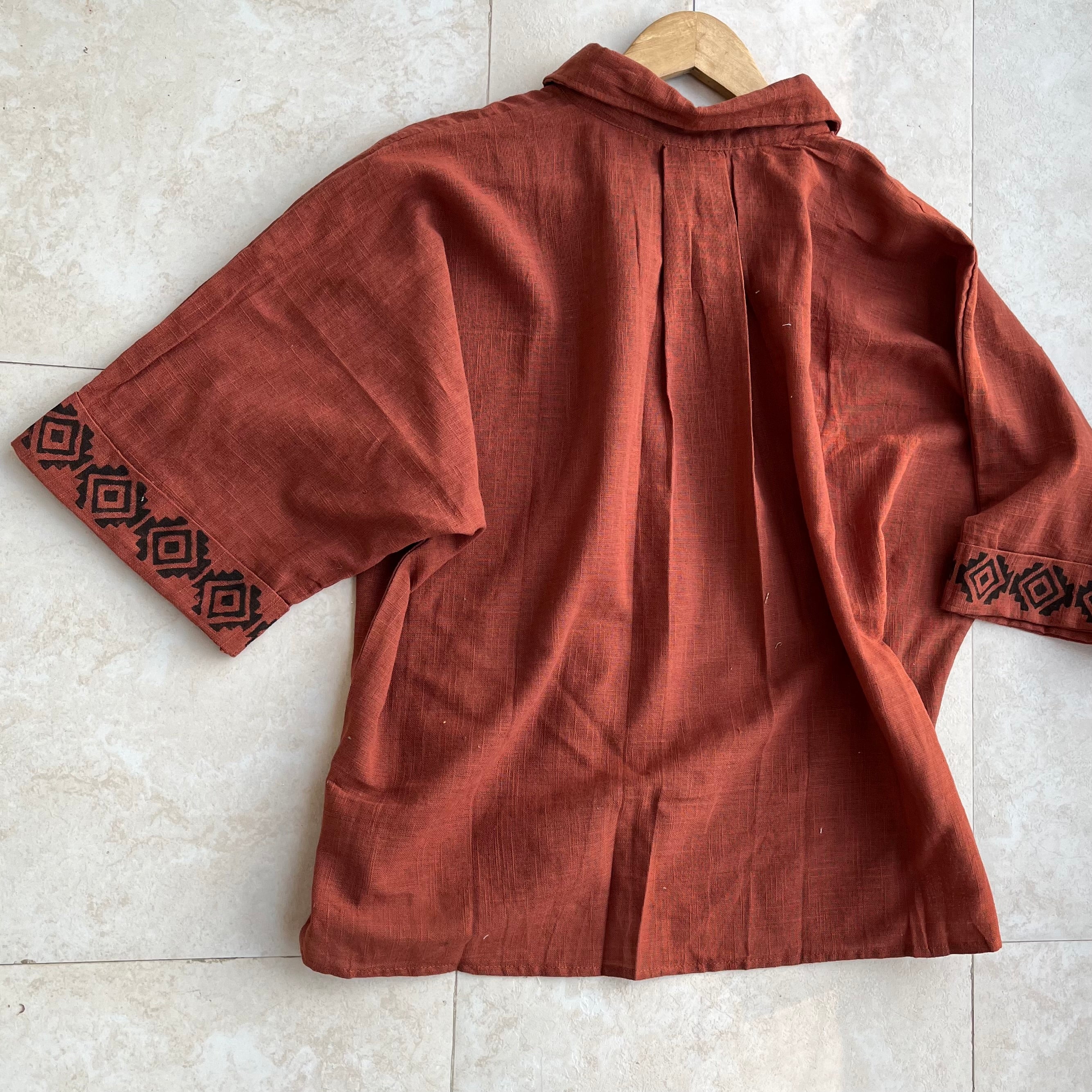 Rahgir Cotton Shirt - Rust Orange