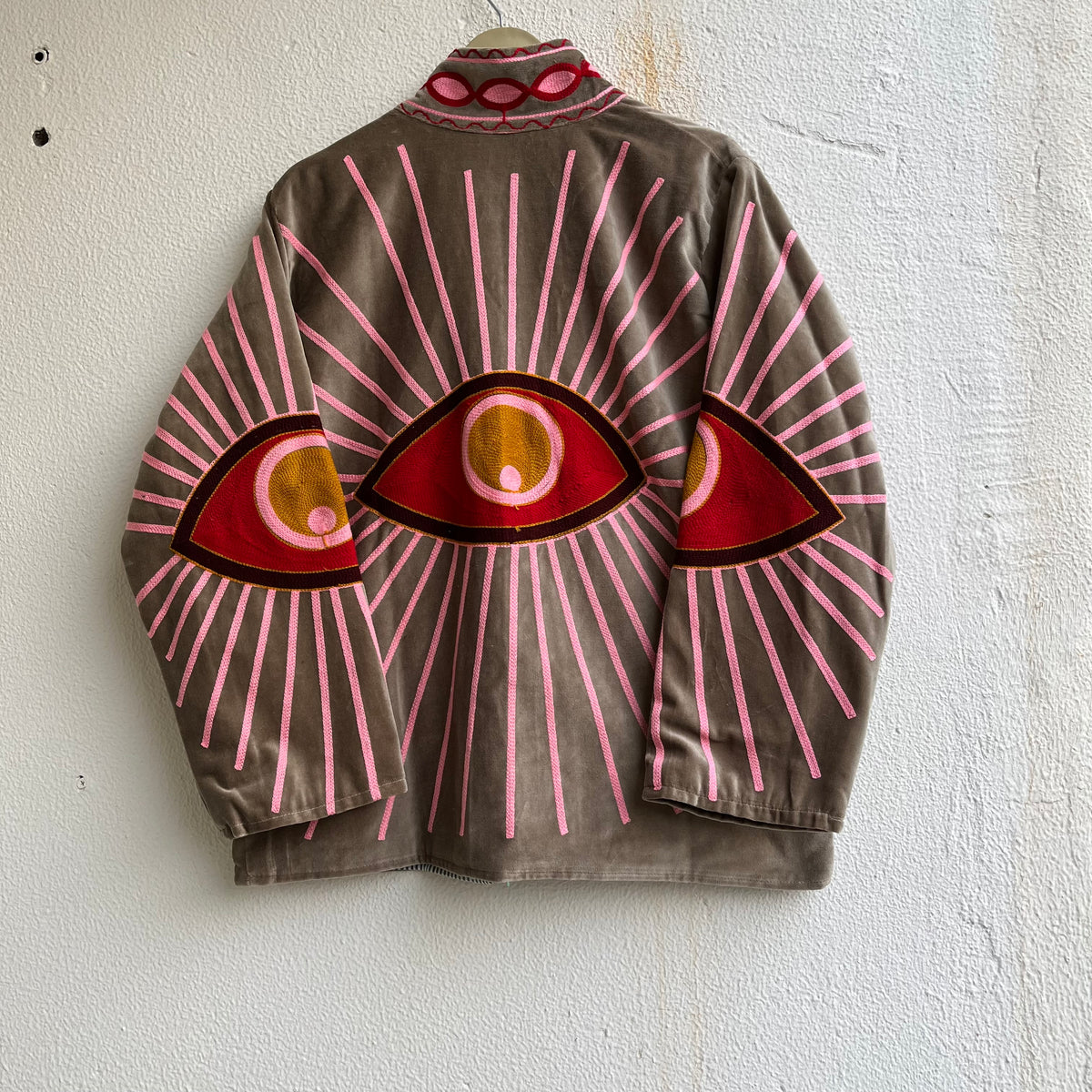 Jaipuri Thread Velvet Jacket- Eye