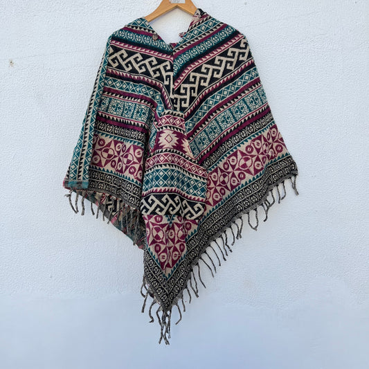 Pahadi Printed Poncho With Hood