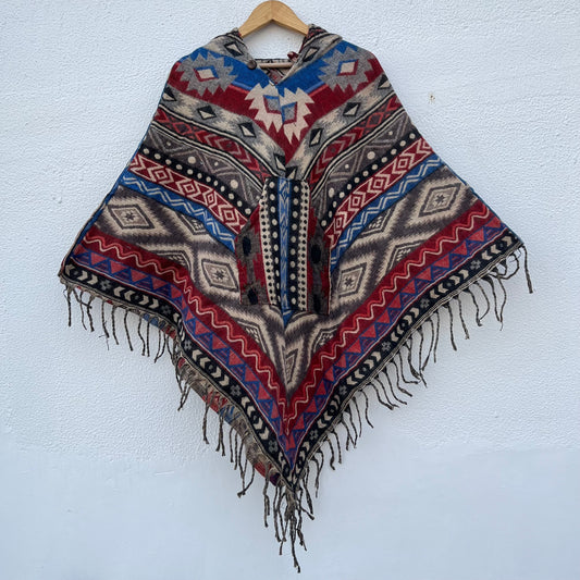 Pahadi Printed Poncho With Hood