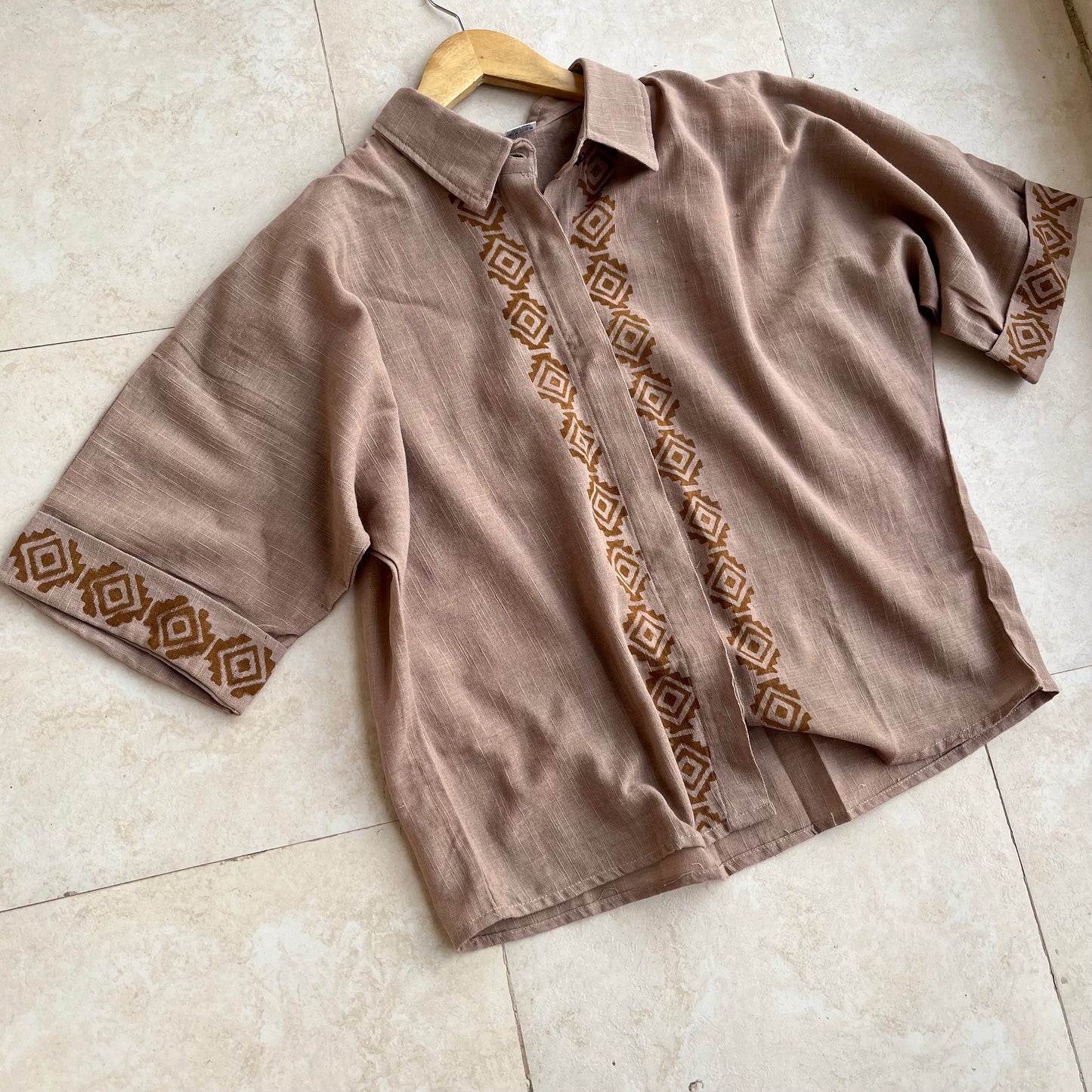 Rahgir Cotton Unisex Shirt - Light Sand