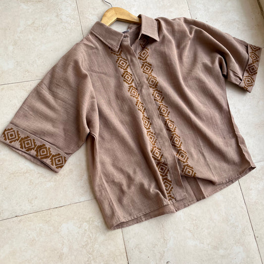 Rahgir Cotton Unisex Shirt - Light Sand