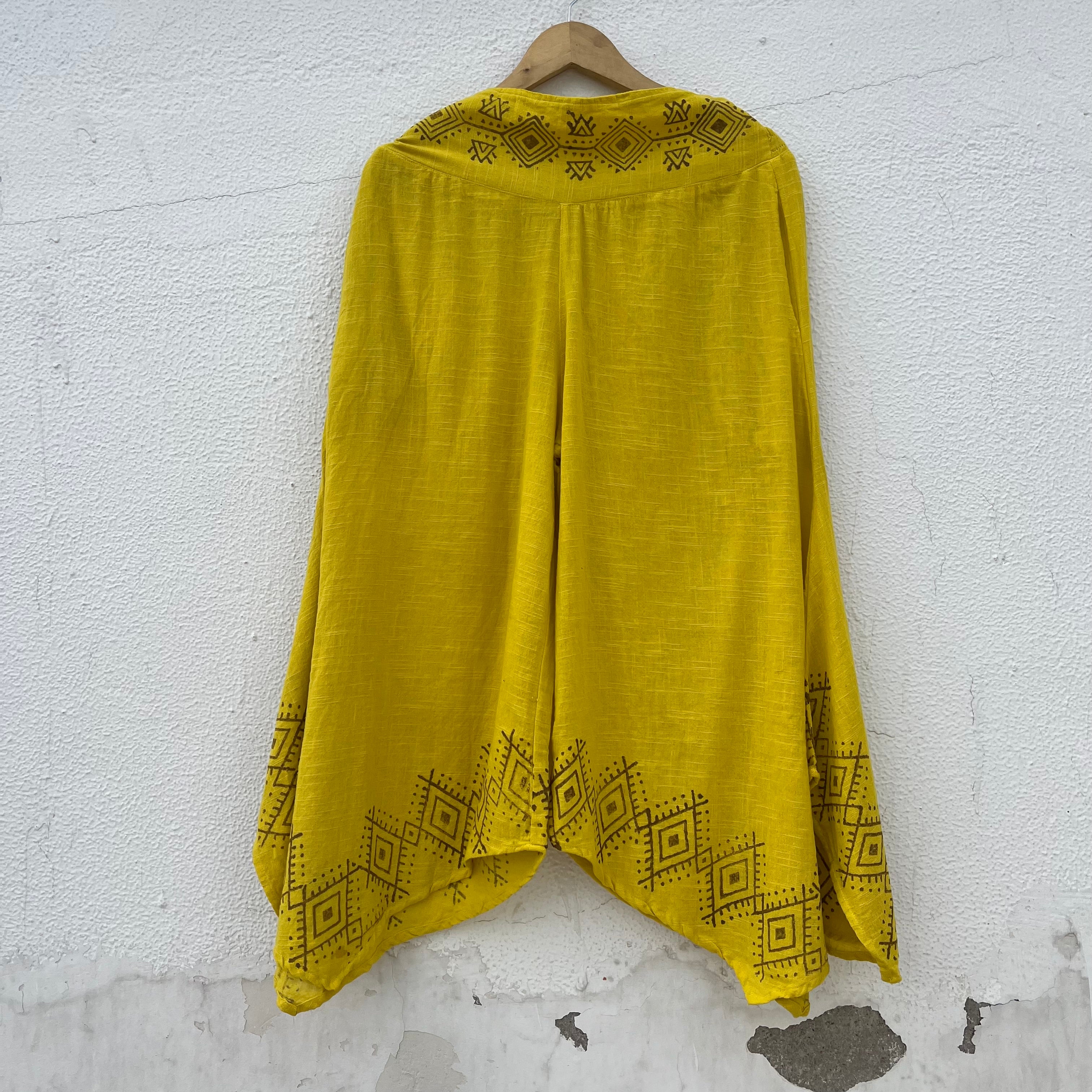 Radha Cotton Pants - Lime yellow