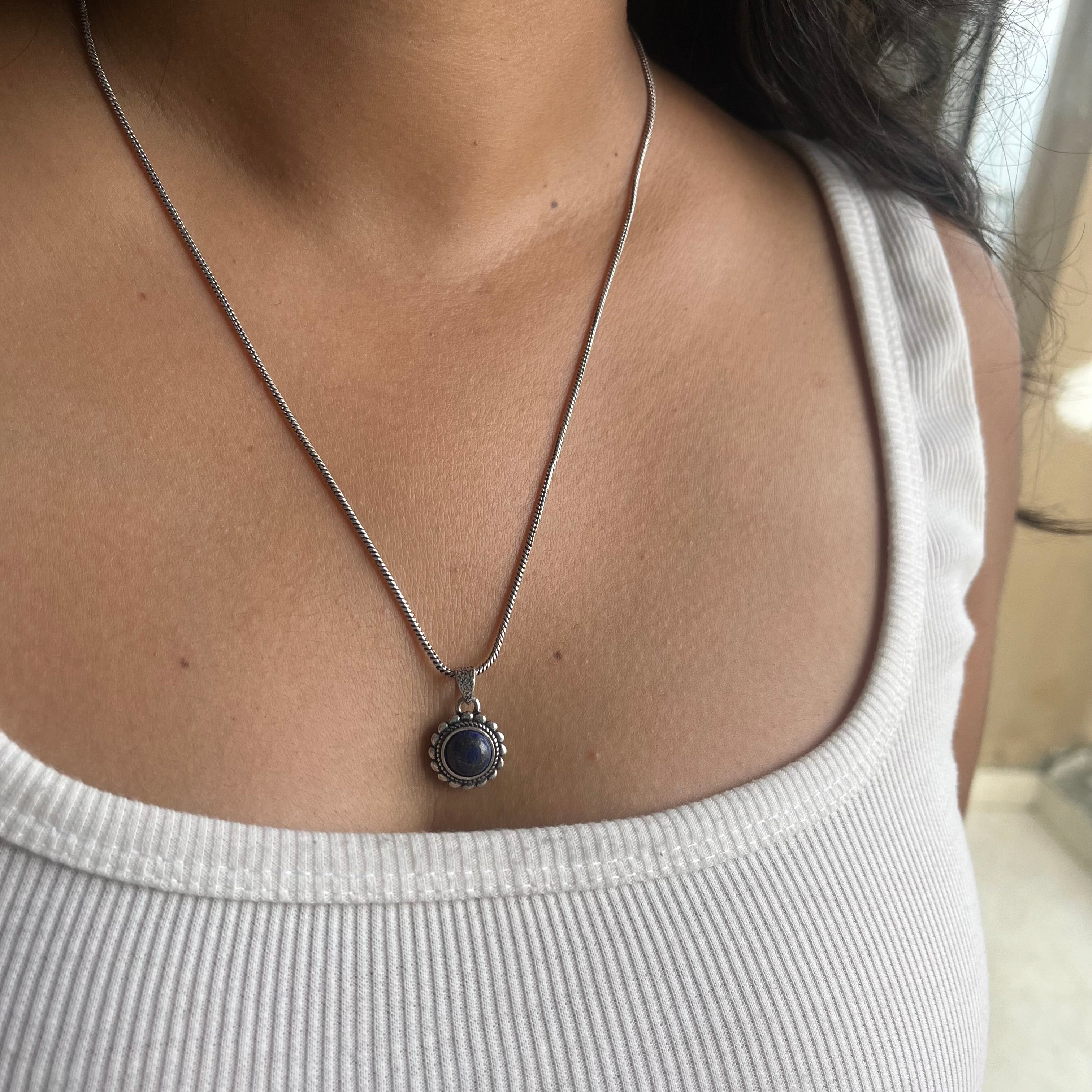 Lapis Stone Pendant & Chain