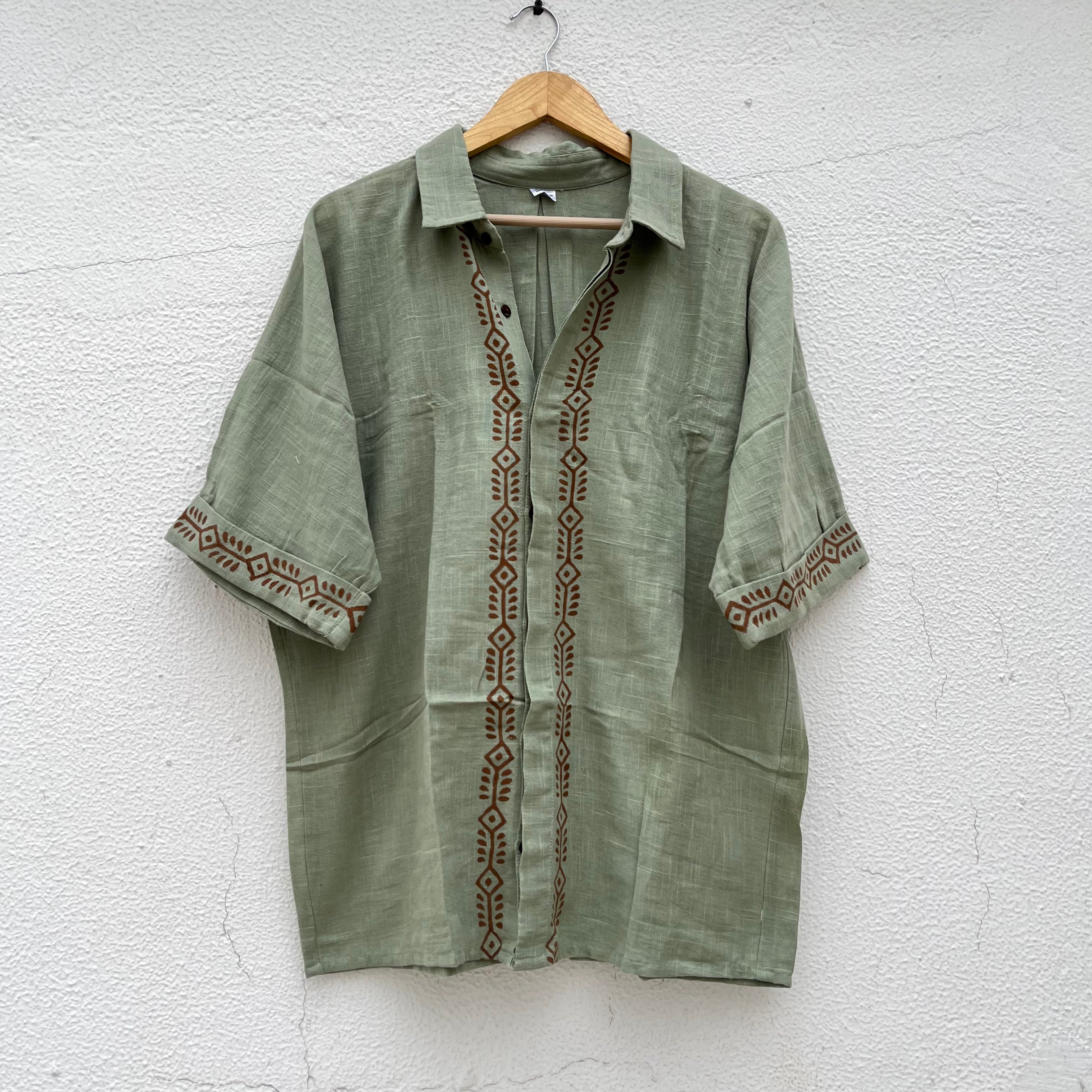 Rahgir Cotton Oversize Shirt 2.0 - Sage Green