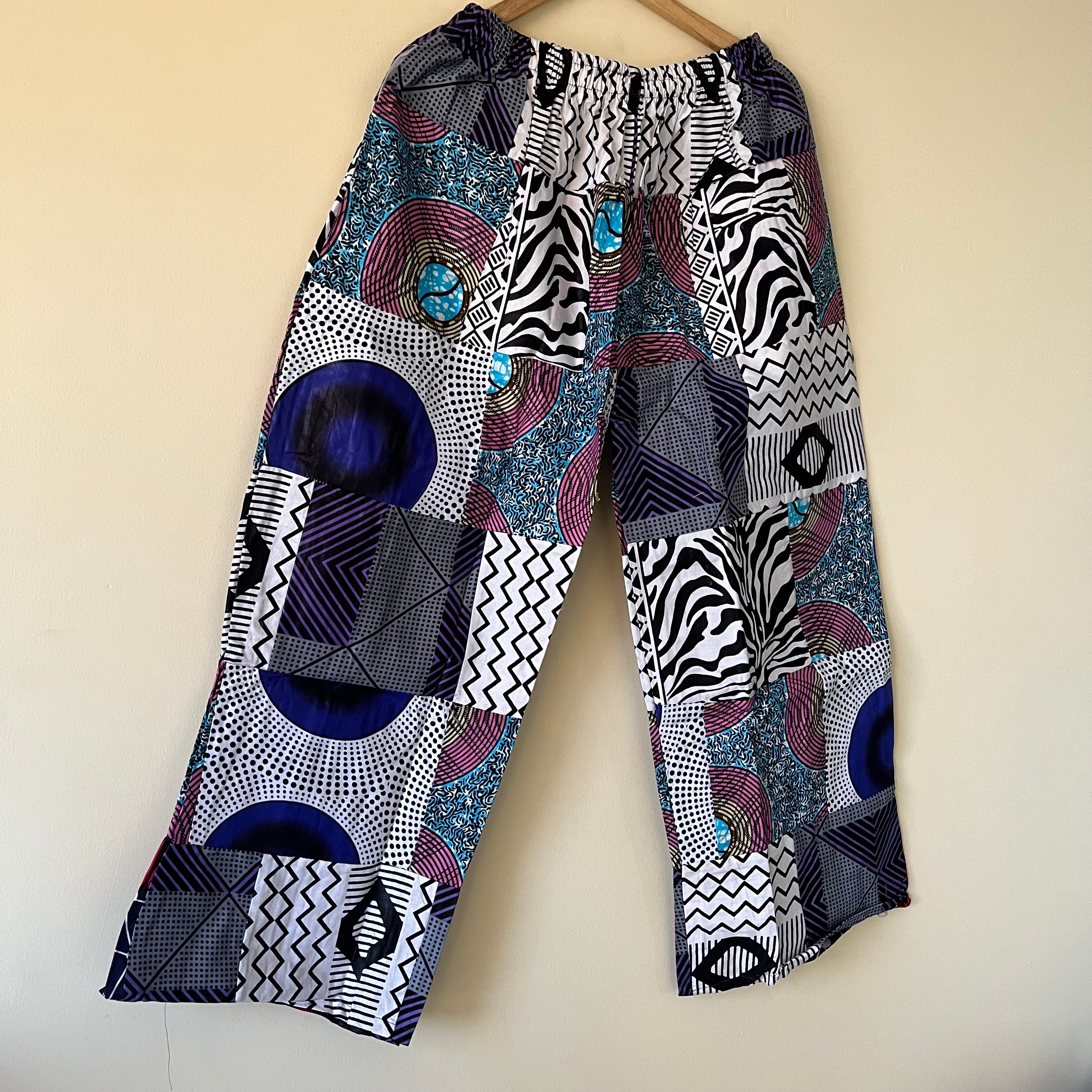 Cotton Patchwork Pants - B&W (Palazzo Style)