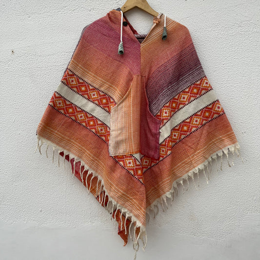 Pahadi Printed Poncho With Hood