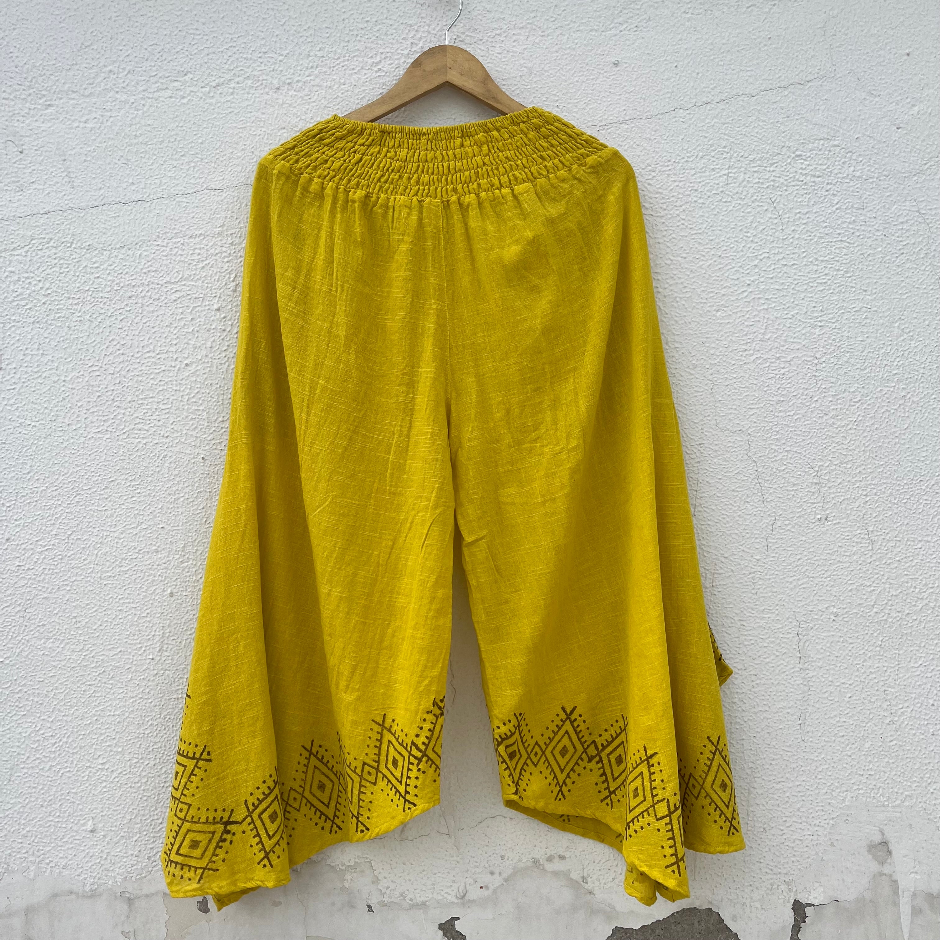 Radha Cotton Pants - Lime yellow