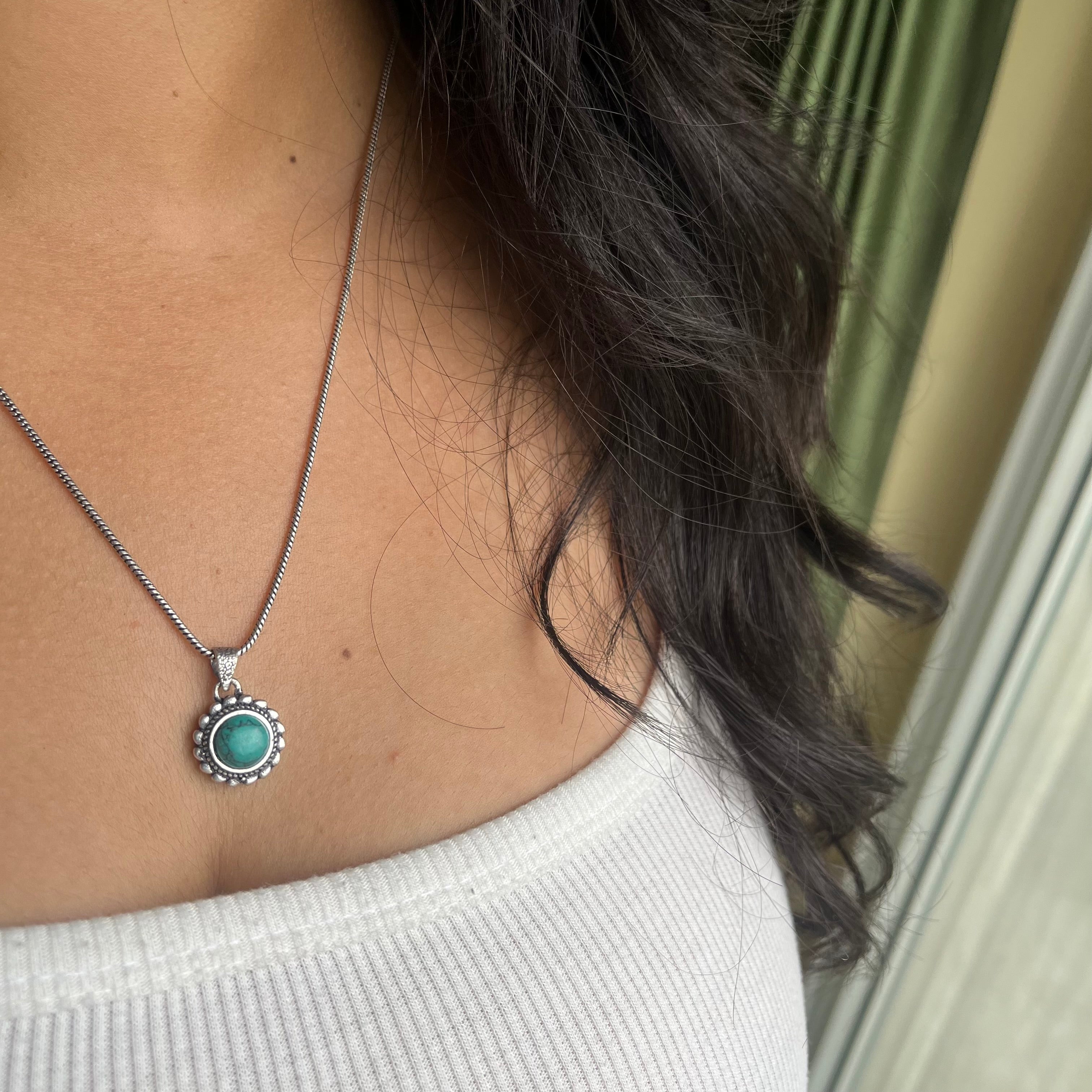 Turquoise Stone Pendant & Chain