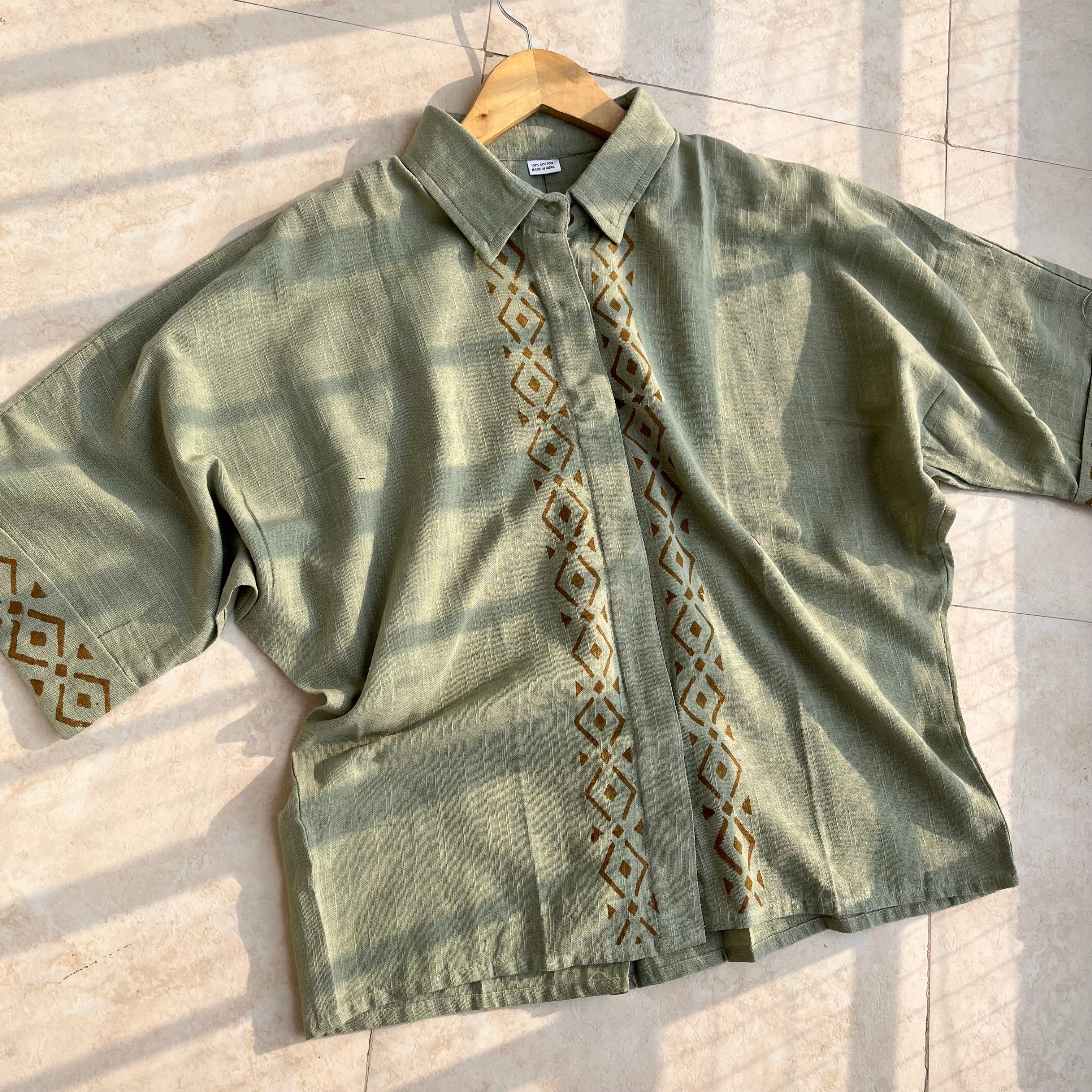 Rahgir Cotton Shirt - Sage Green