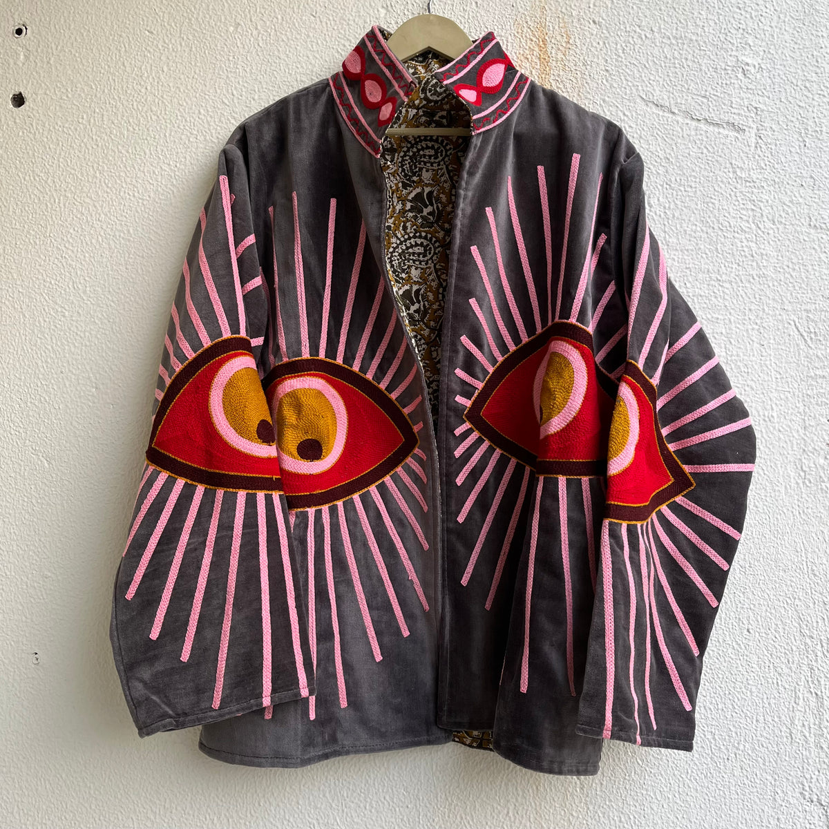 Jaipuri Thread Velvet Jacket- Eye