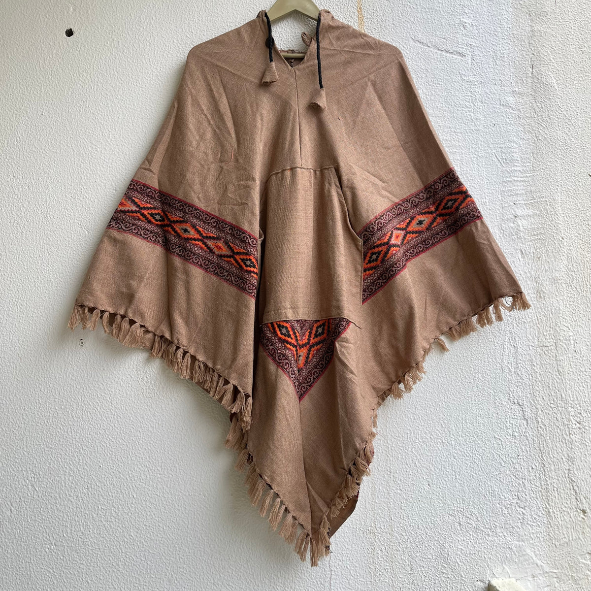 Woollen Pahadi Poncho - Beige