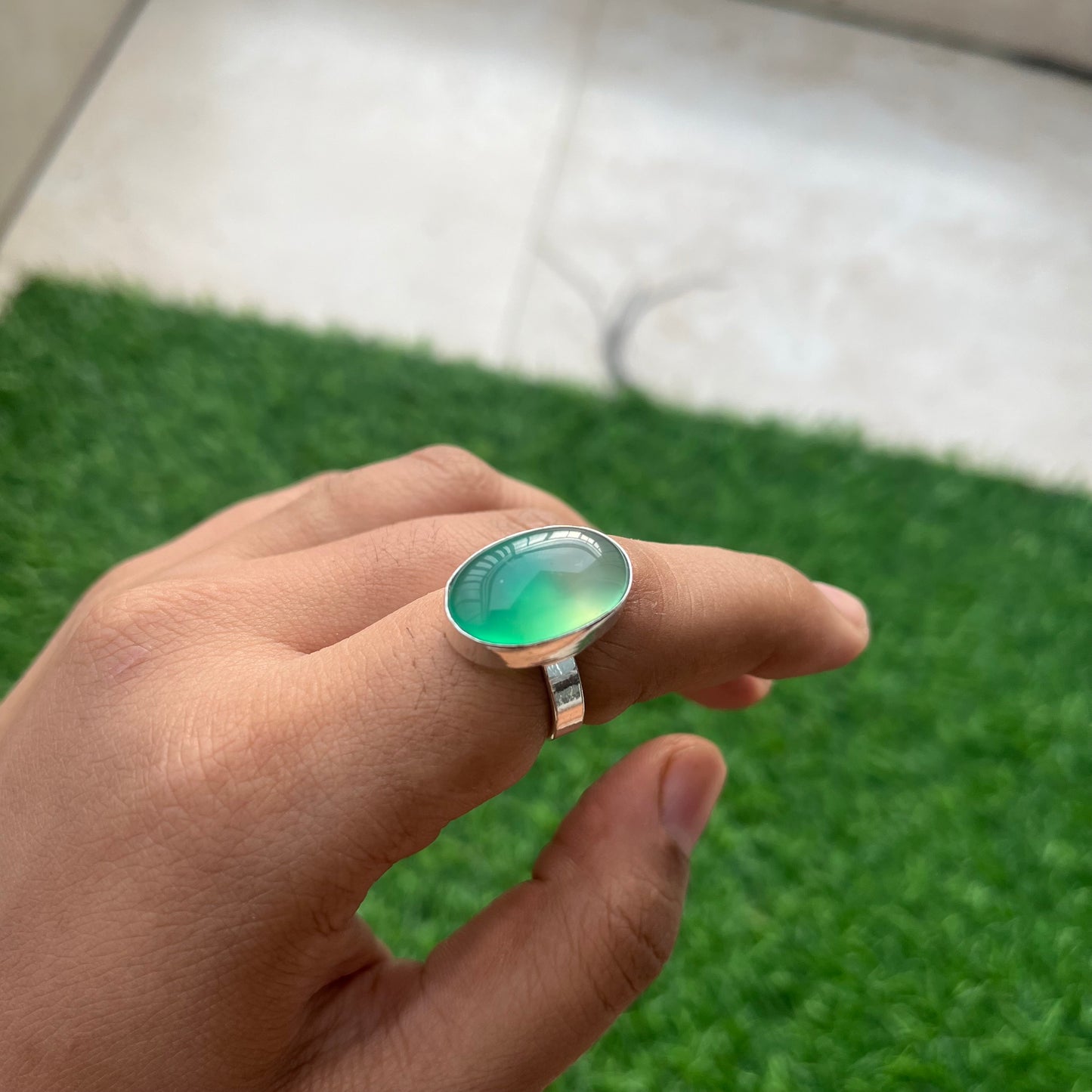 Green Onyx Adjustable Ring