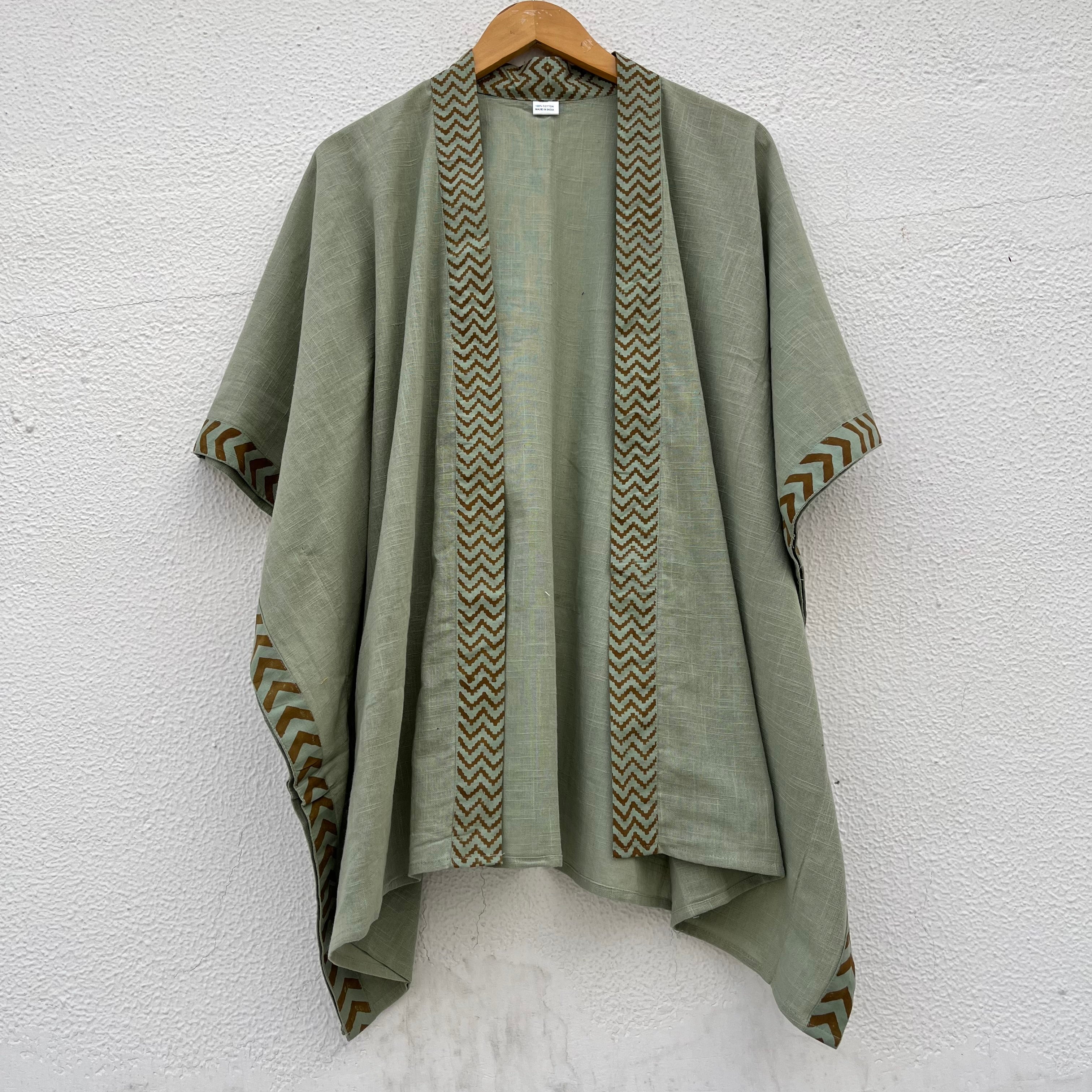 Karwaan Kaftan Cotton Shrug - Sage Green