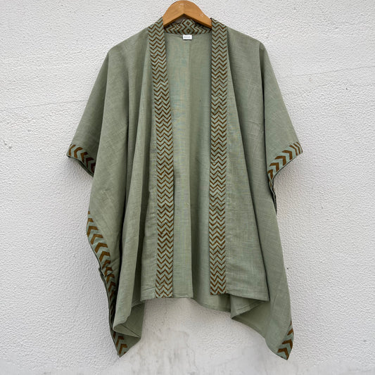 Karwaan Kaftan Cotton Shrug - Sage Green