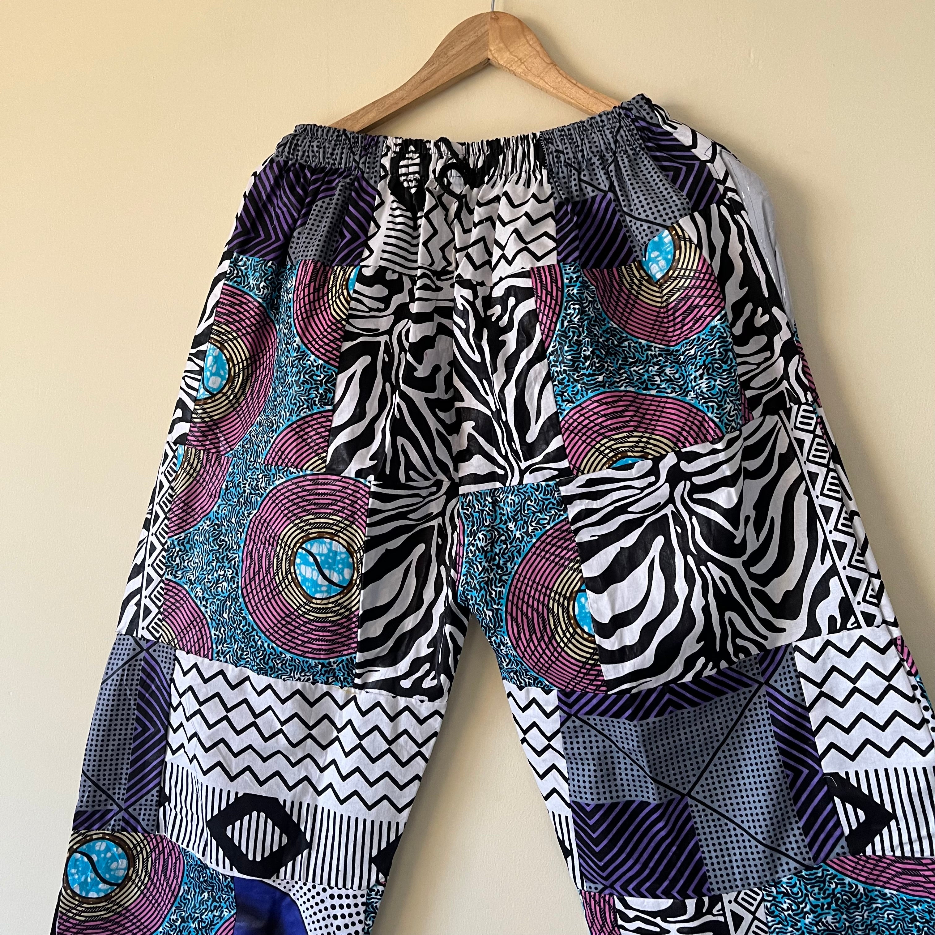 Cotton Patchwork Pants - B&W (Palazzo Style)