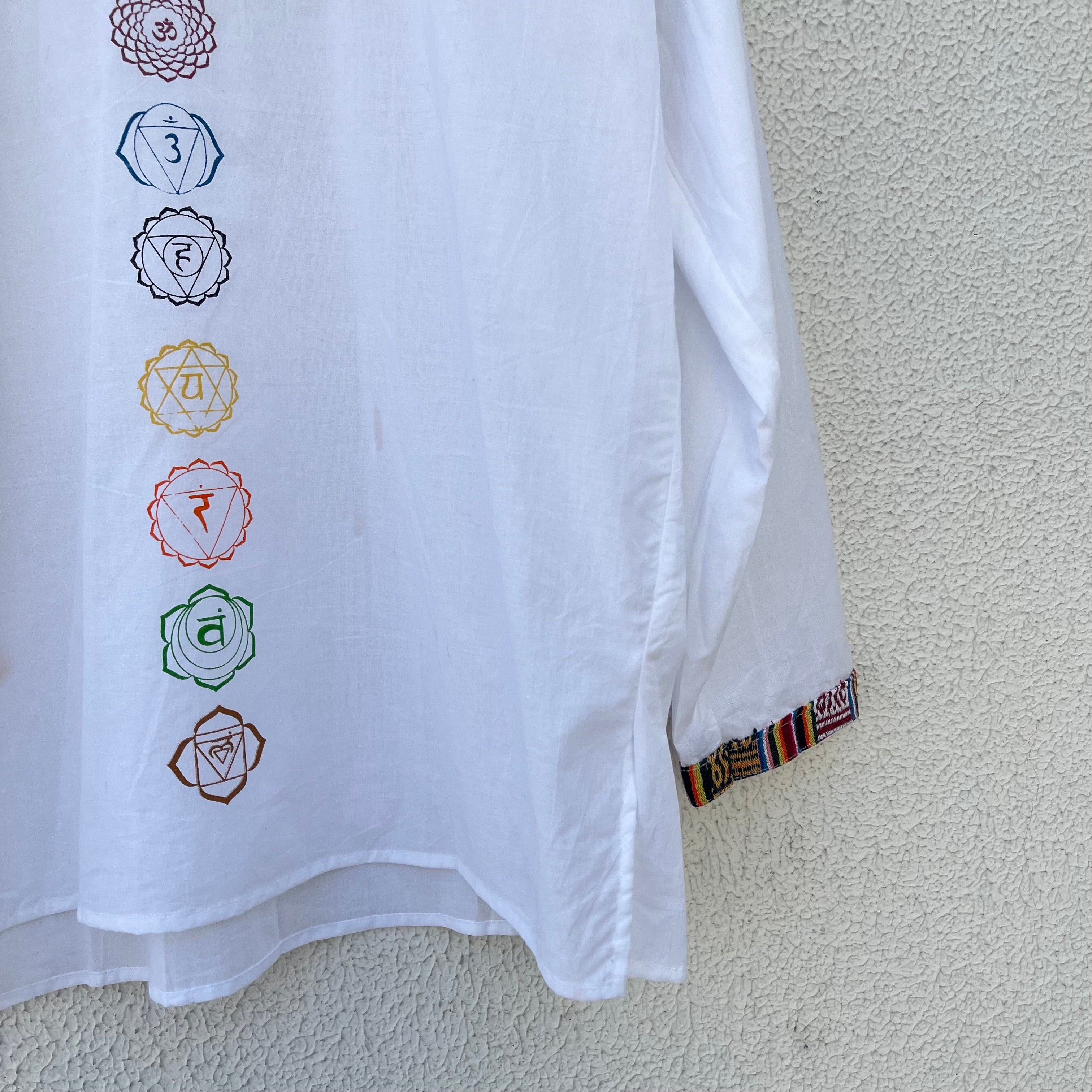 7 Chakra Kurta - White (Mulicolour Chakra)