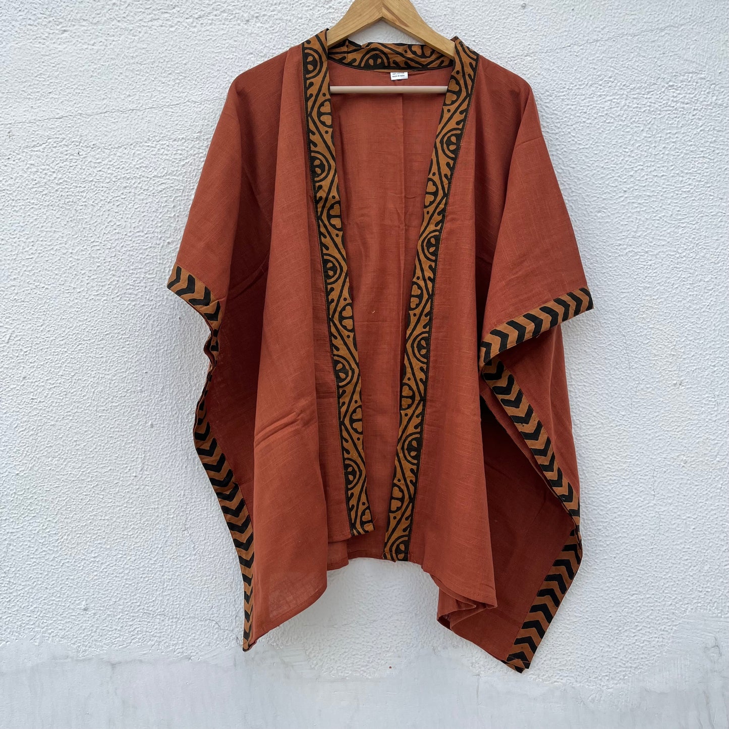 Karwaan Kaftan Cotton Shrug- Rust Orange