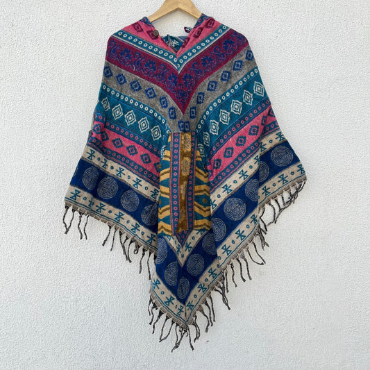 Pahadi Printed Poncho With Hood