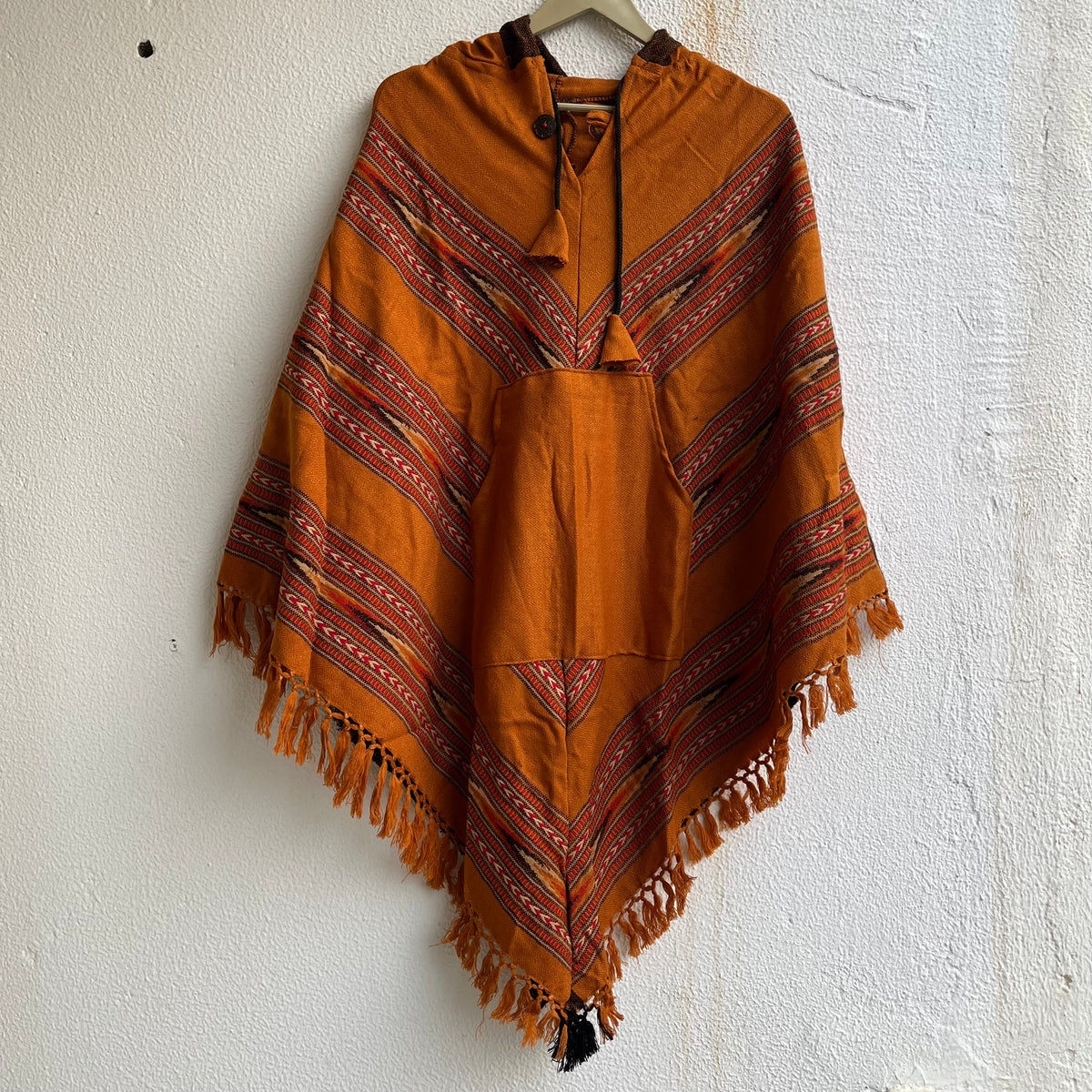 Pahadi Poncho 3 Patti with Hood - Mustard