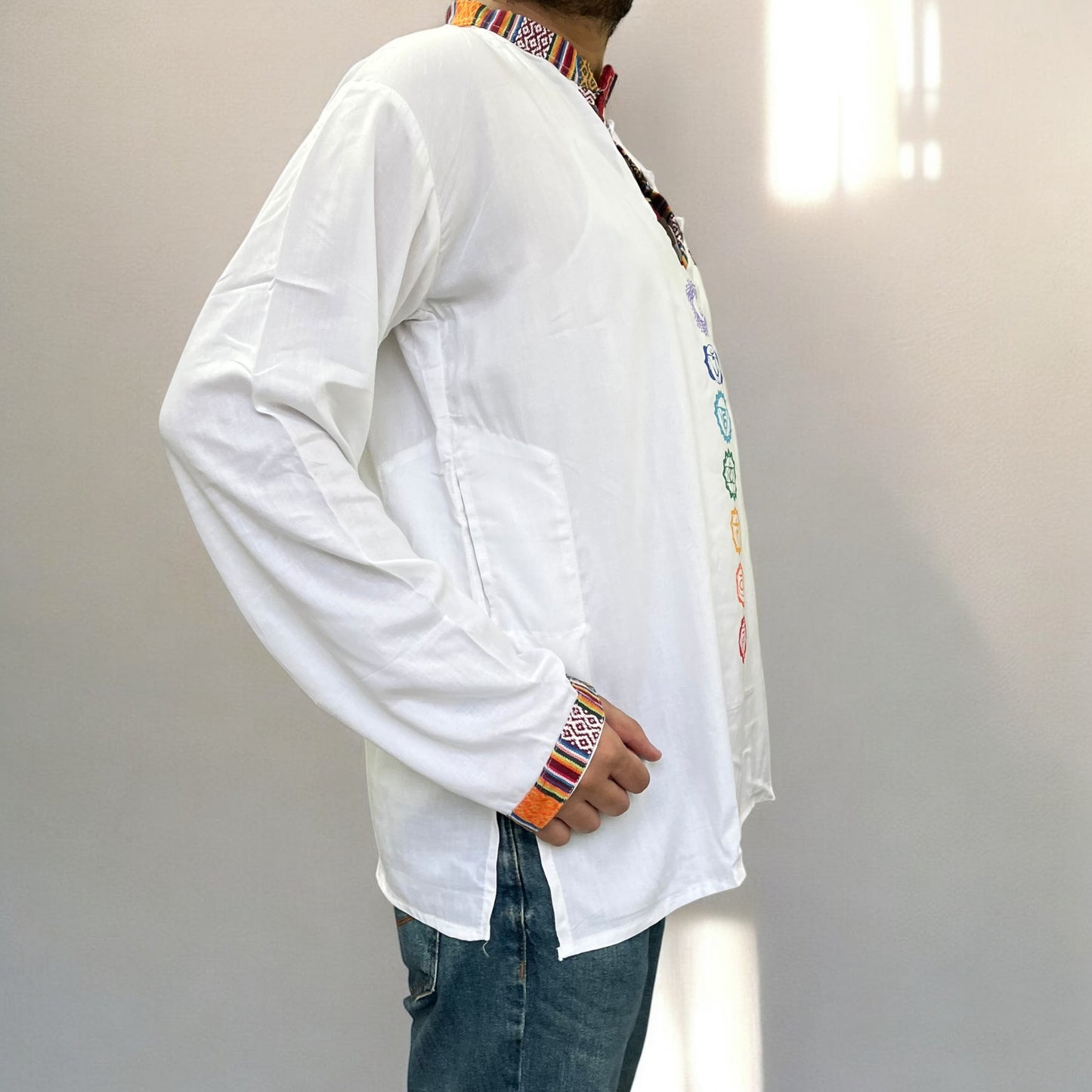 7 Chakra Kurta - White with Pocket