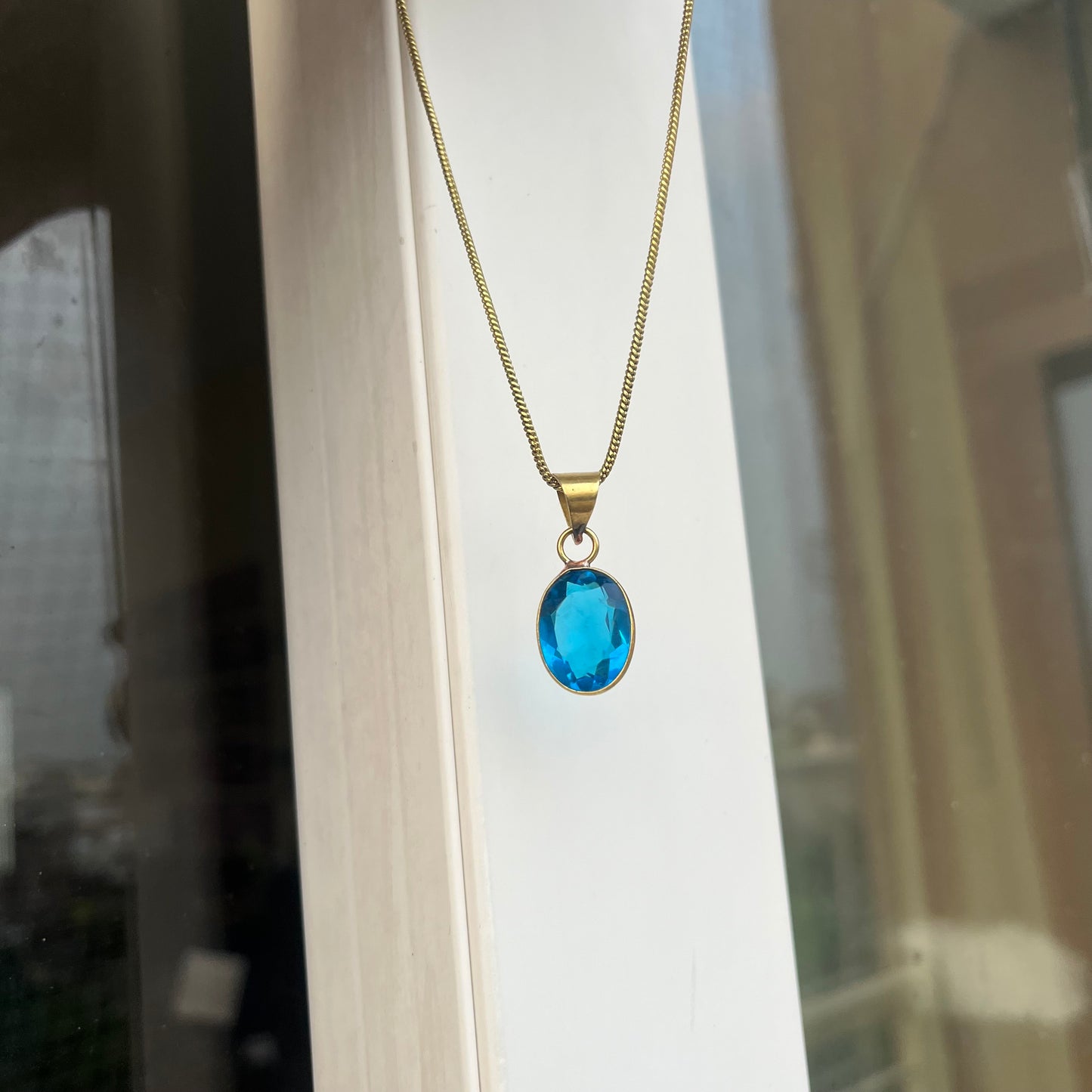 Blue Topaz Pendant & Chain