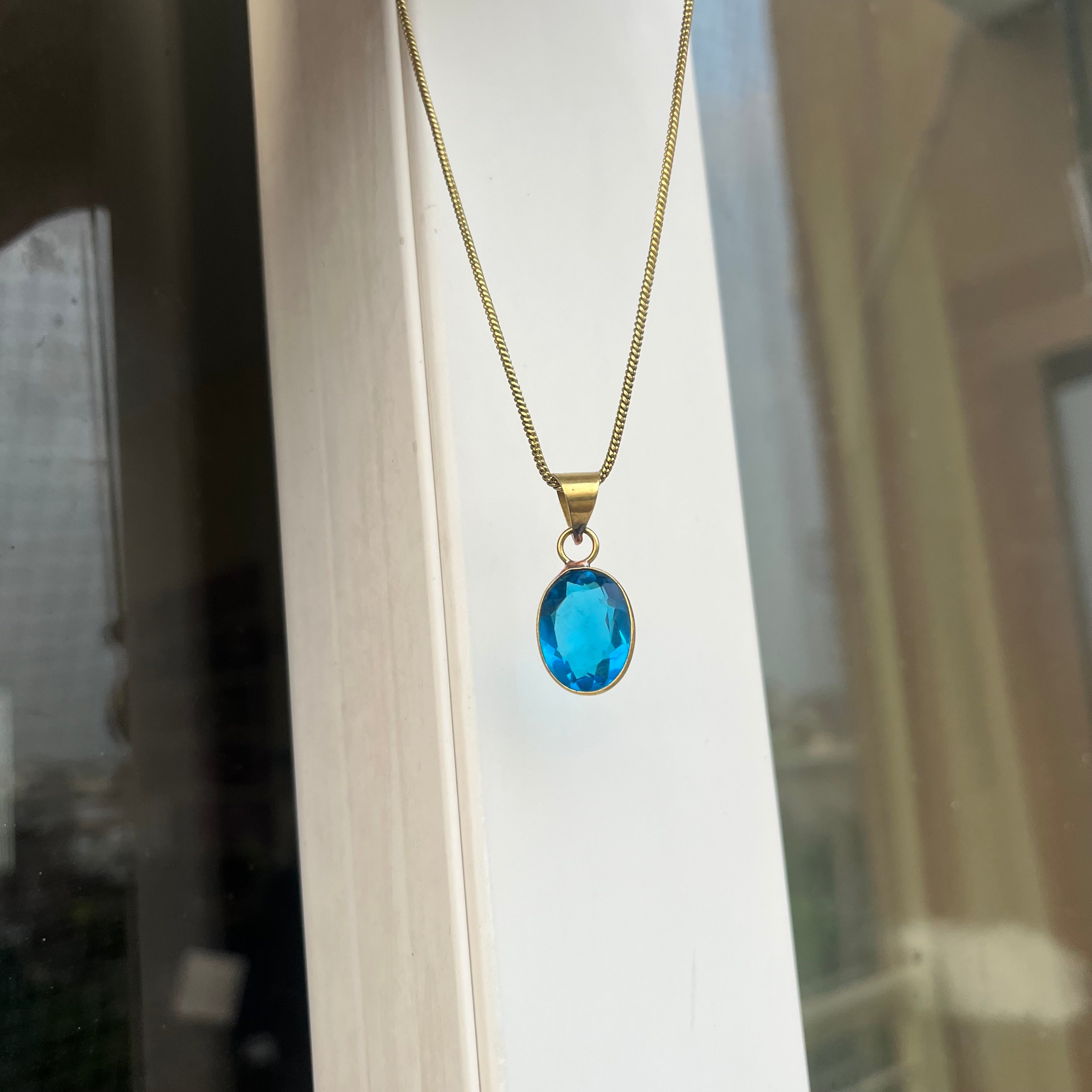 Blue Topaz Pendant & Chain