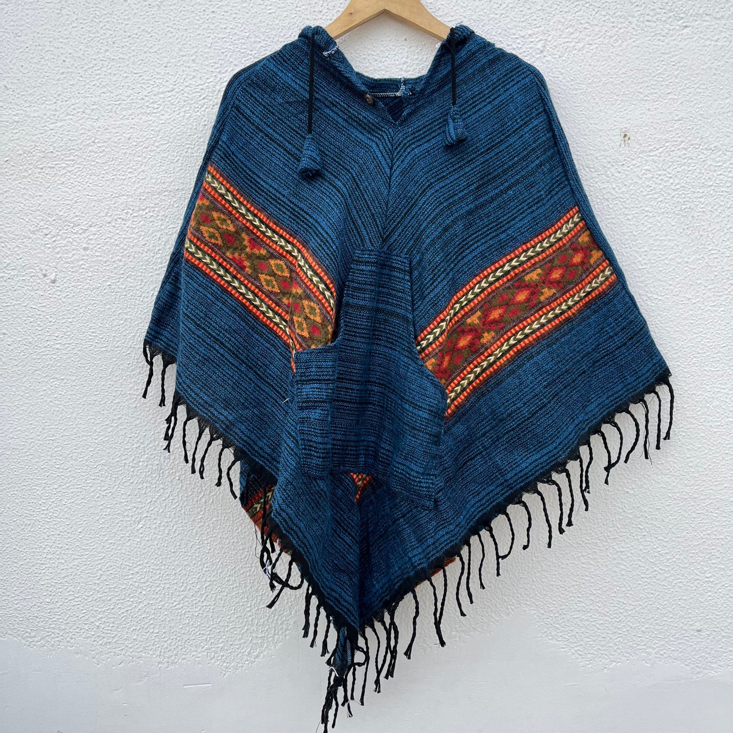 Combo Set - Kullu Poncho + Woollen Pants (Blue)