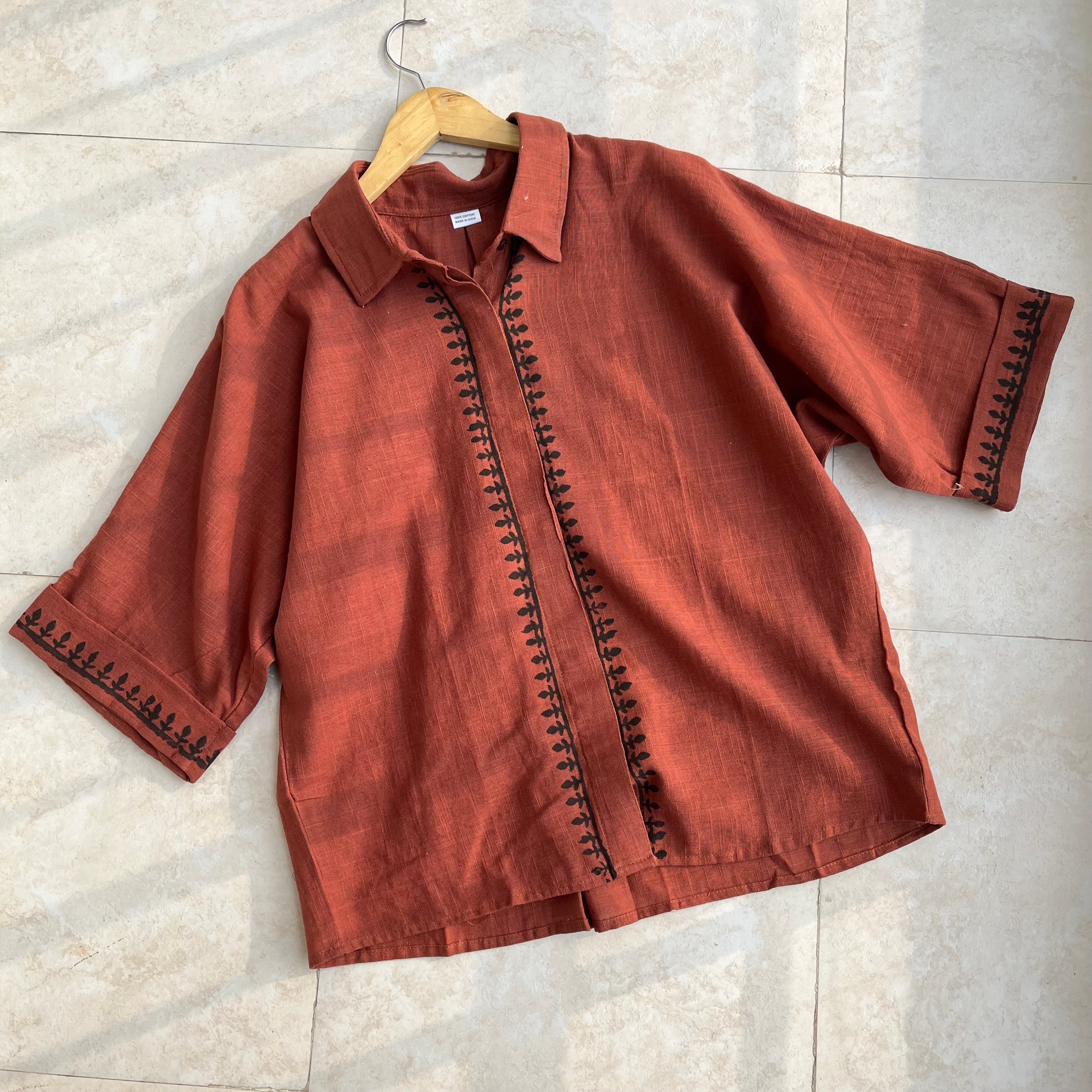 Rahgir Cotton Shirt - Rust Orange