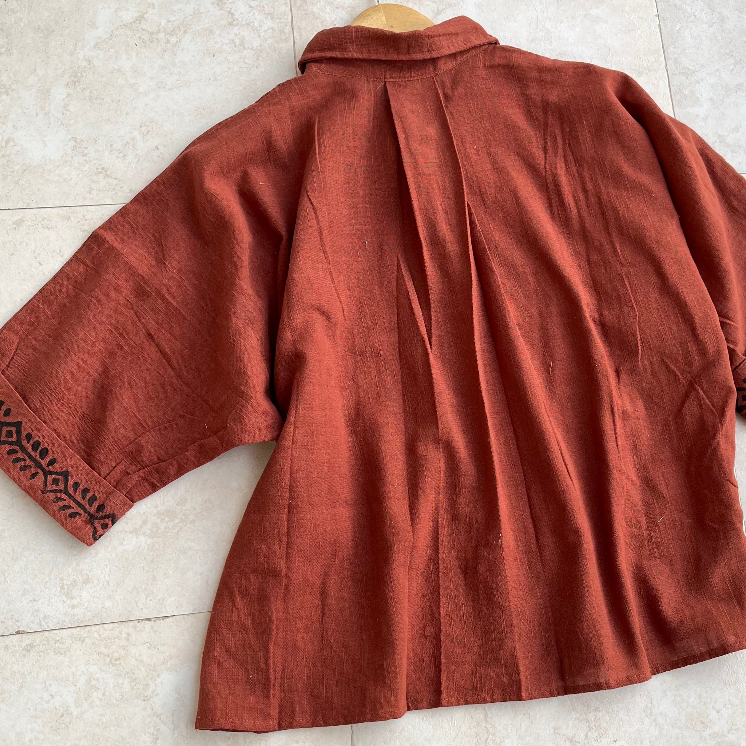Rahgir Cotton Shirt - Rust Orange