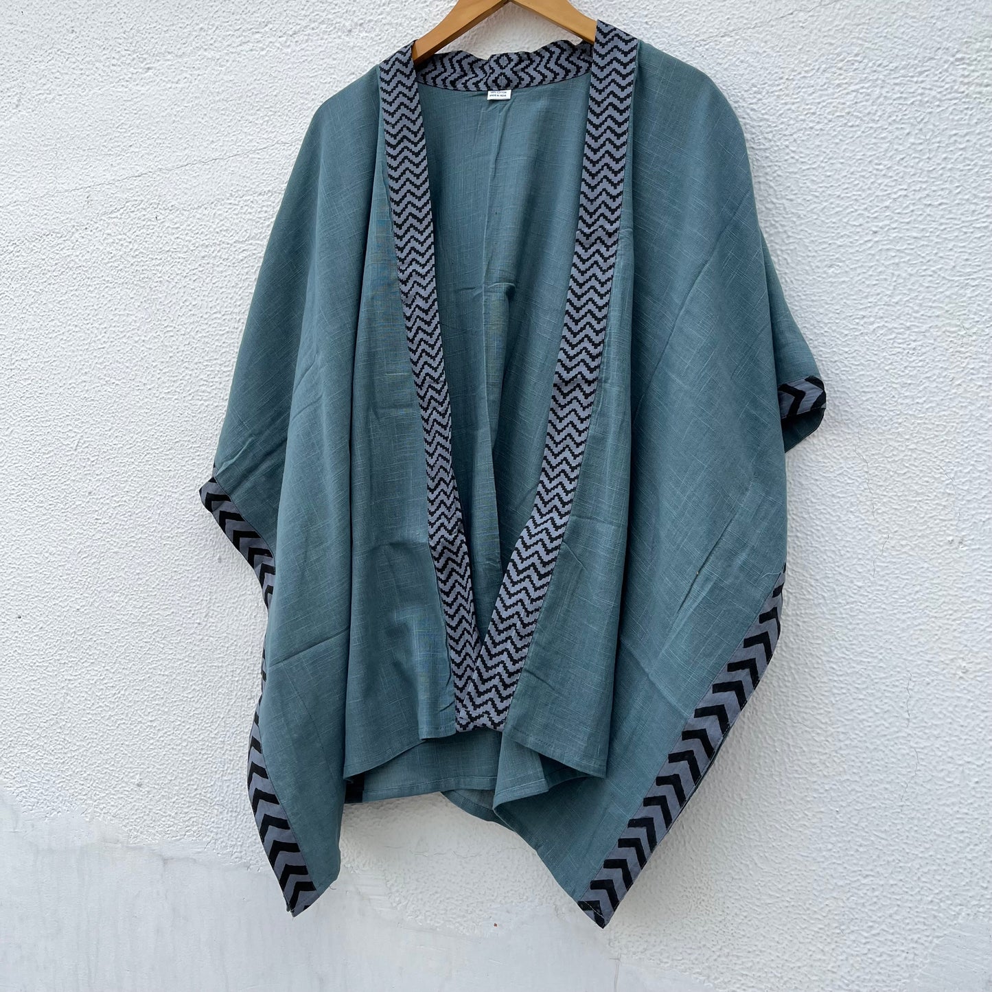 Karwaan Kaftan Cotton Shrug- Teal Blue
