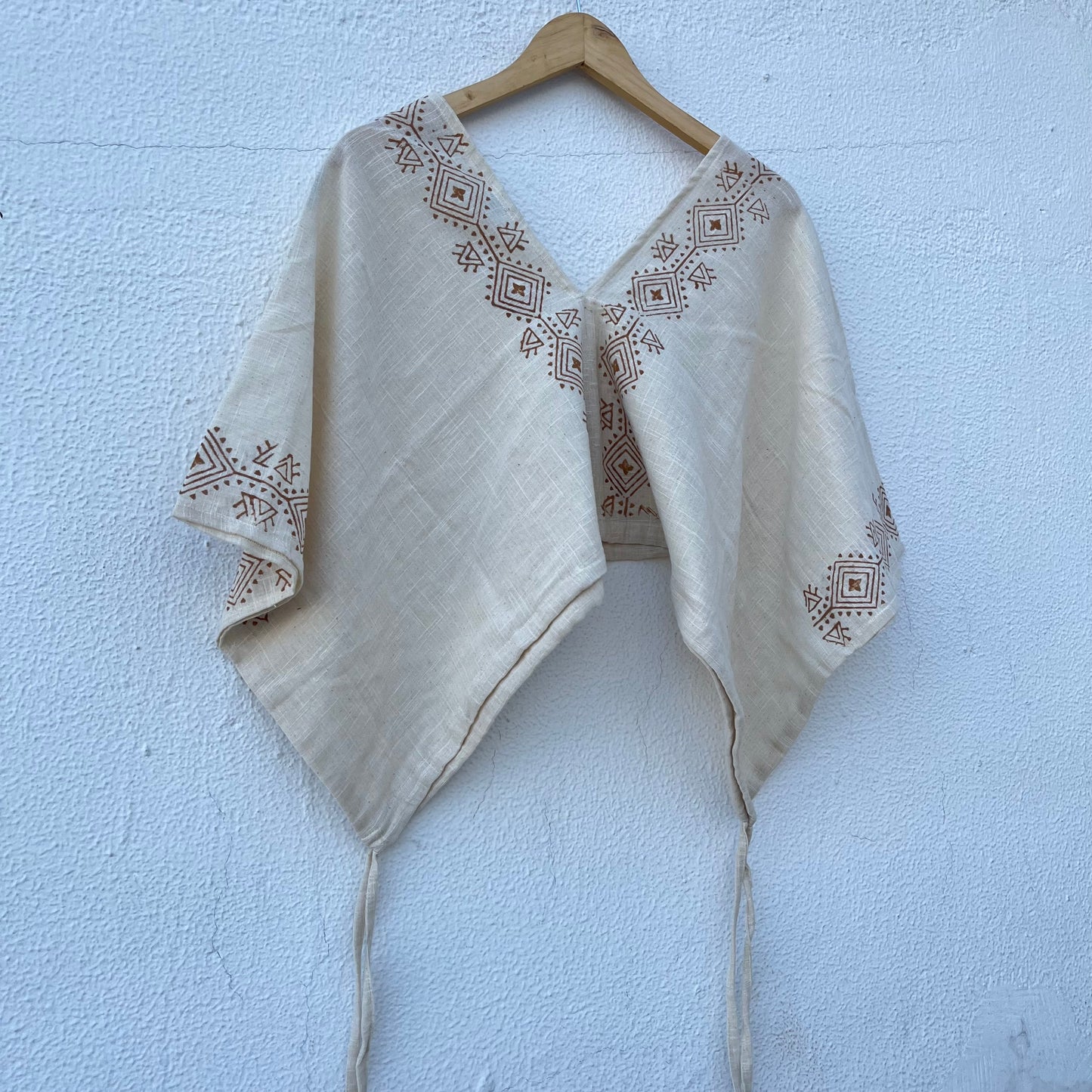 Zyra V-Neck Cotton Top - Warm Cream