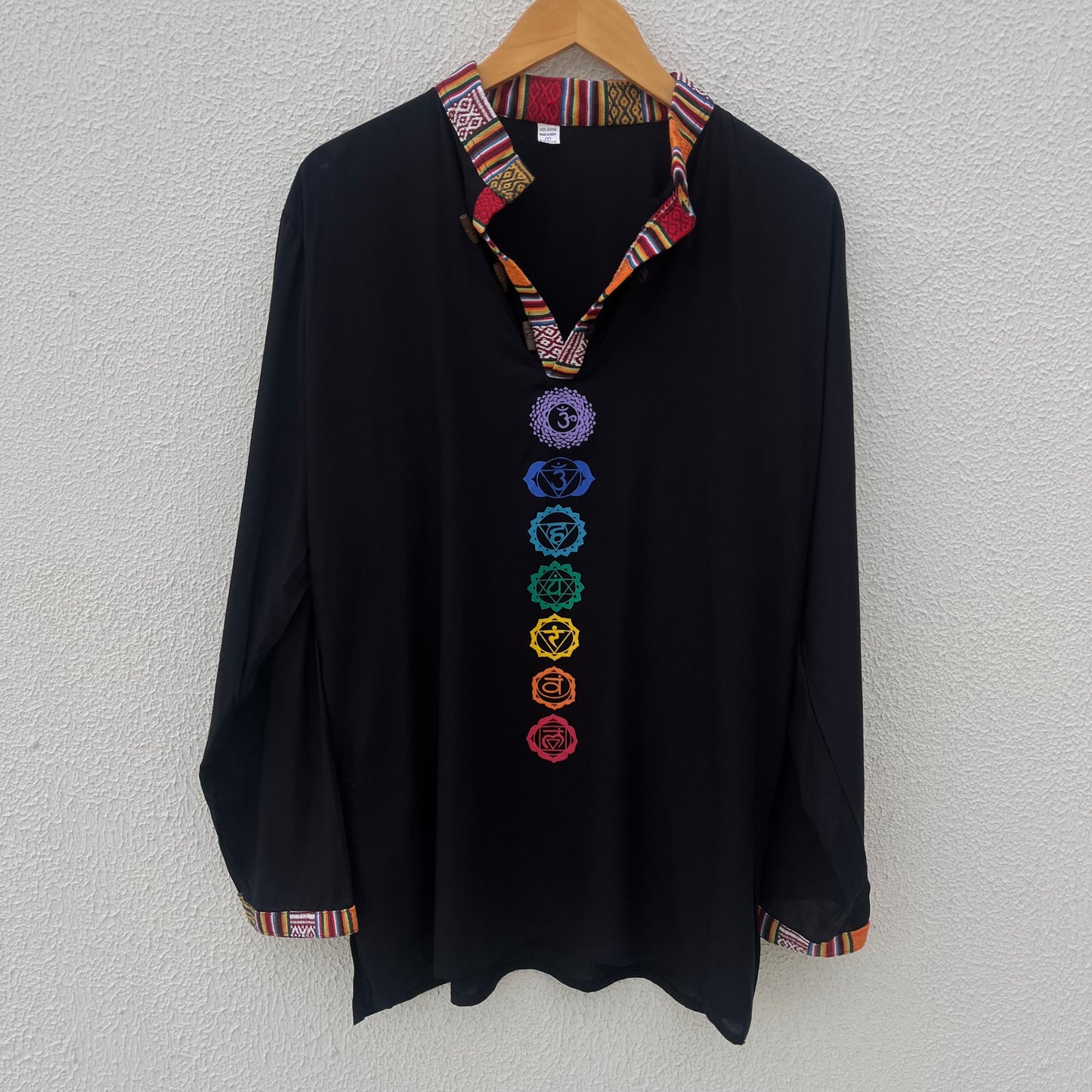 7 Chakra Kurta - Black (Mulicolour Chakra)