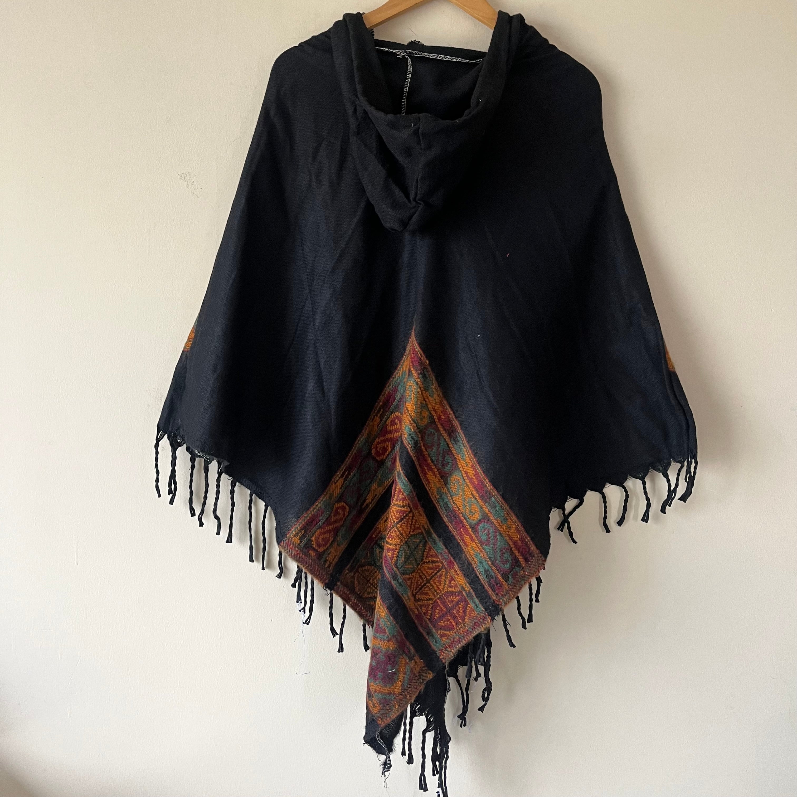 Pahadi Poncho 3 Patti with Hood - Black