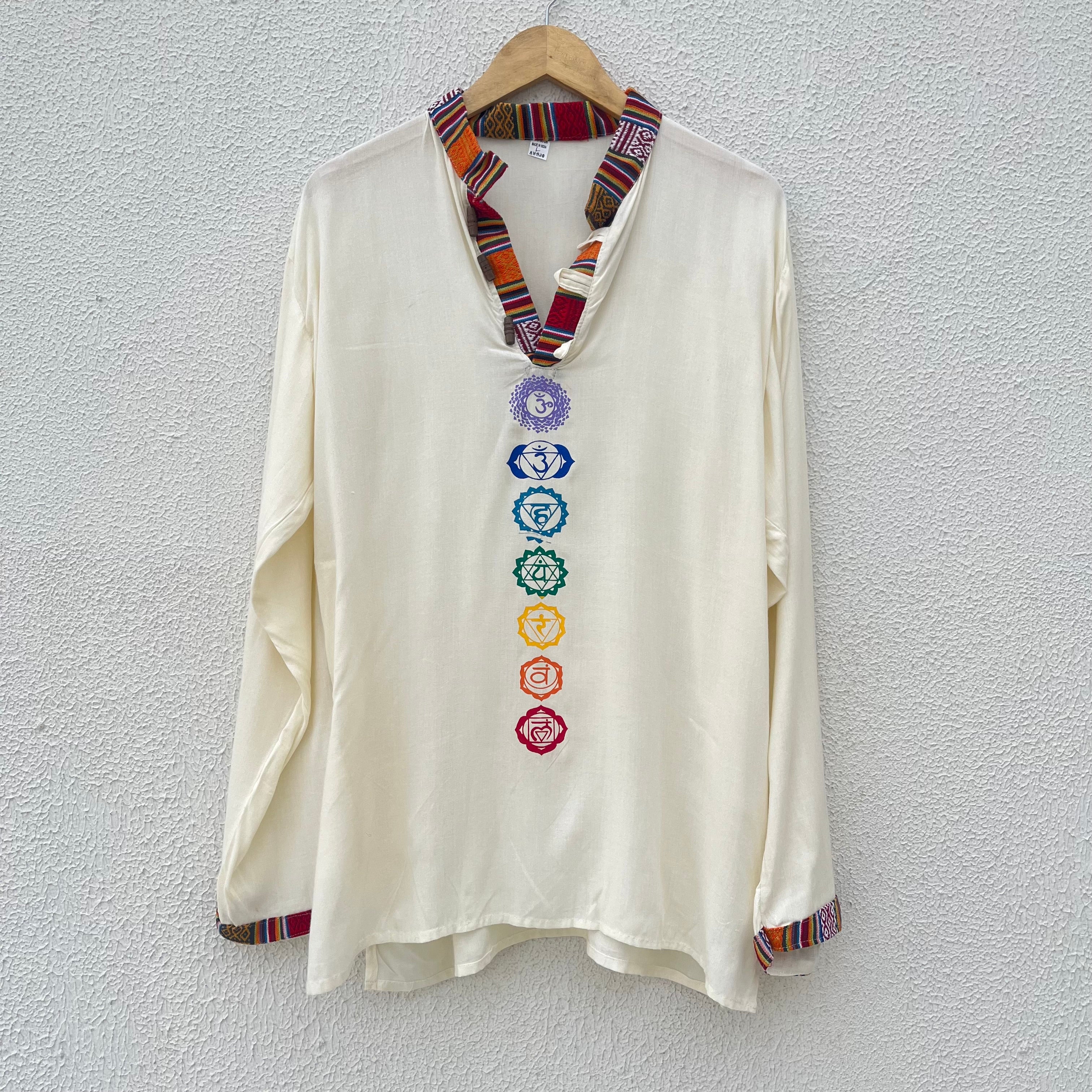 7 Chakra Kurta - Cream (Mulicolour Chakra)