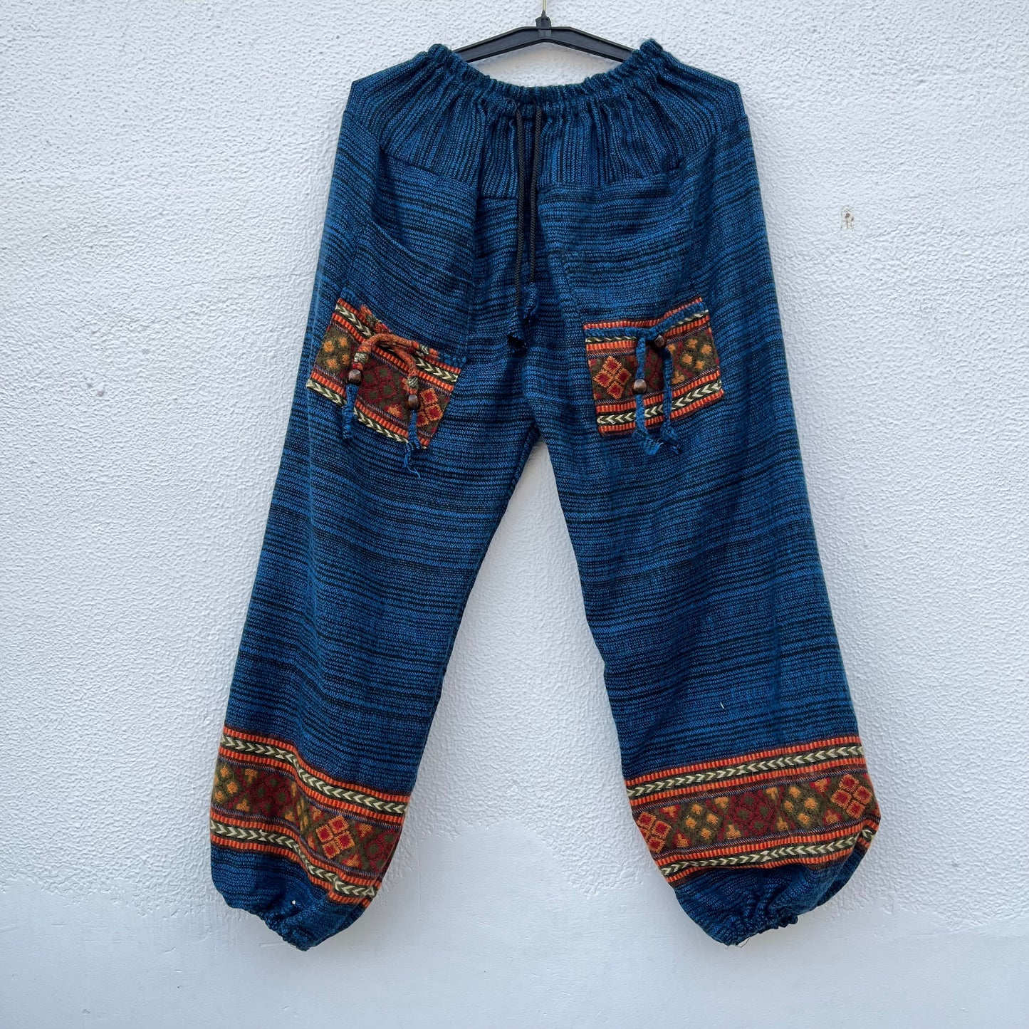 Combo Set - Kullu Poncho + Woollen Pants (Blue)