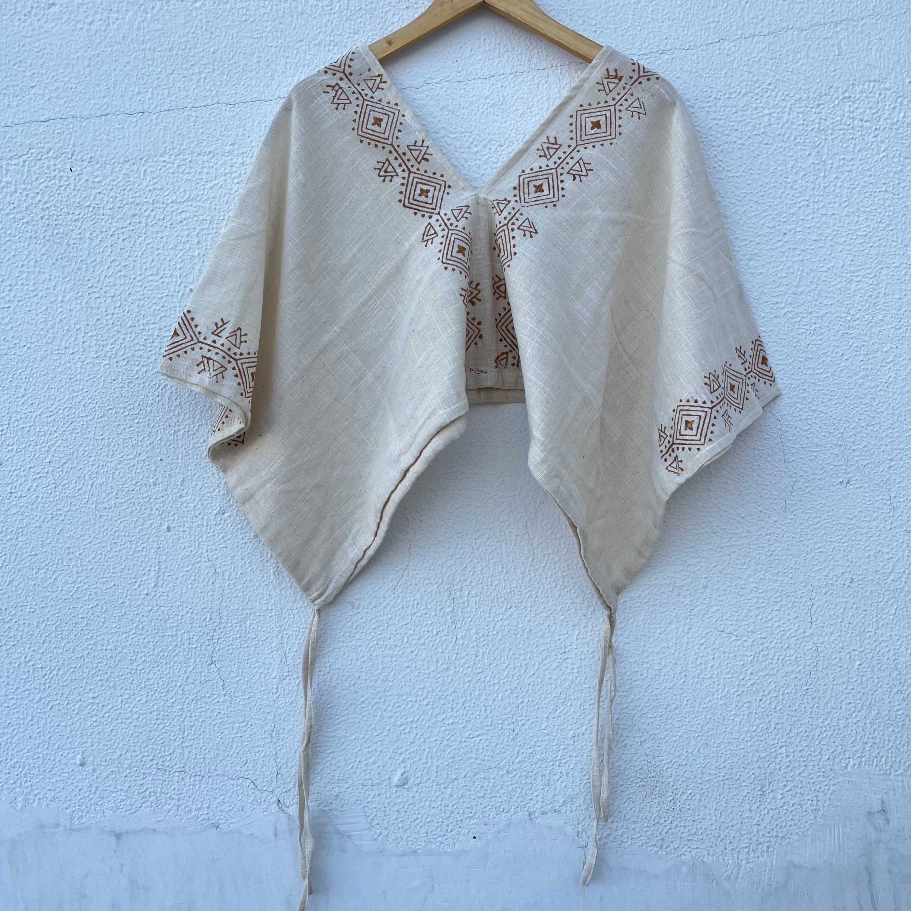Zyra V-Neck Cotton Top - Warm Cream