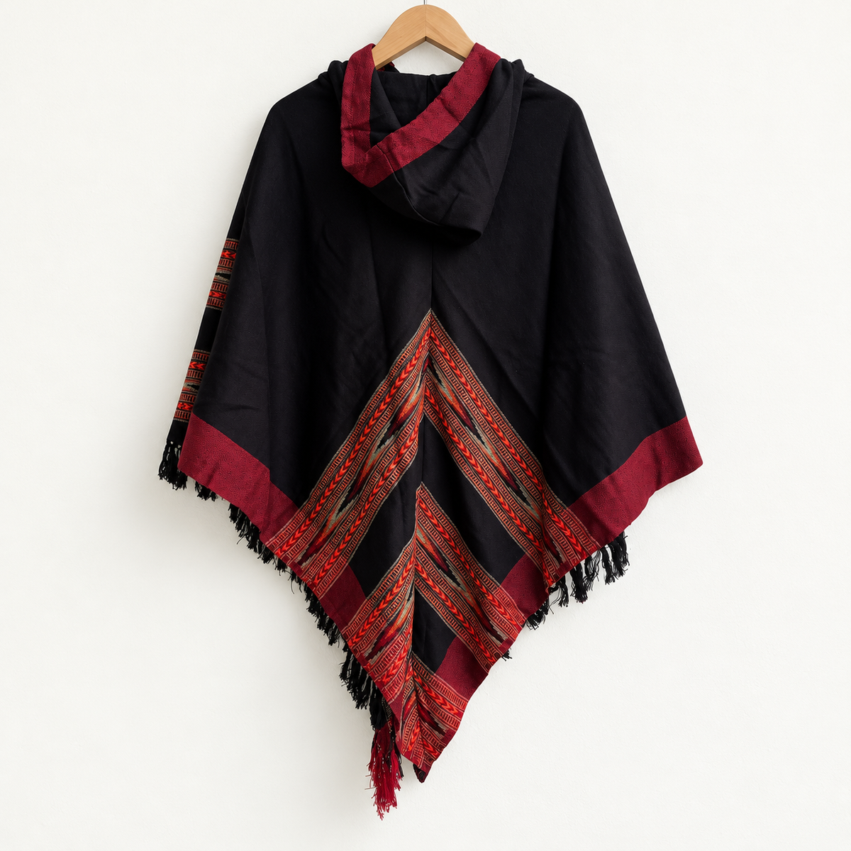 Pahadi Poncho 3 Patti with Hood - Black