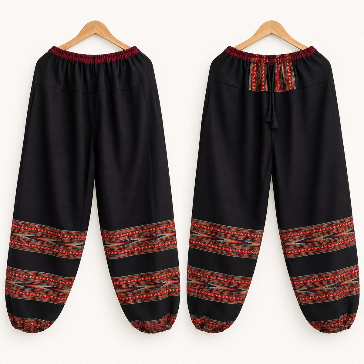 Woollen Kullu 3 Patti Pants- Black