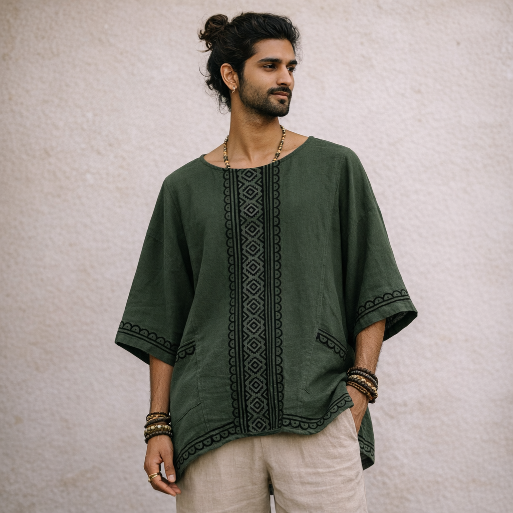 Bairan Cotton Top- Forest Green