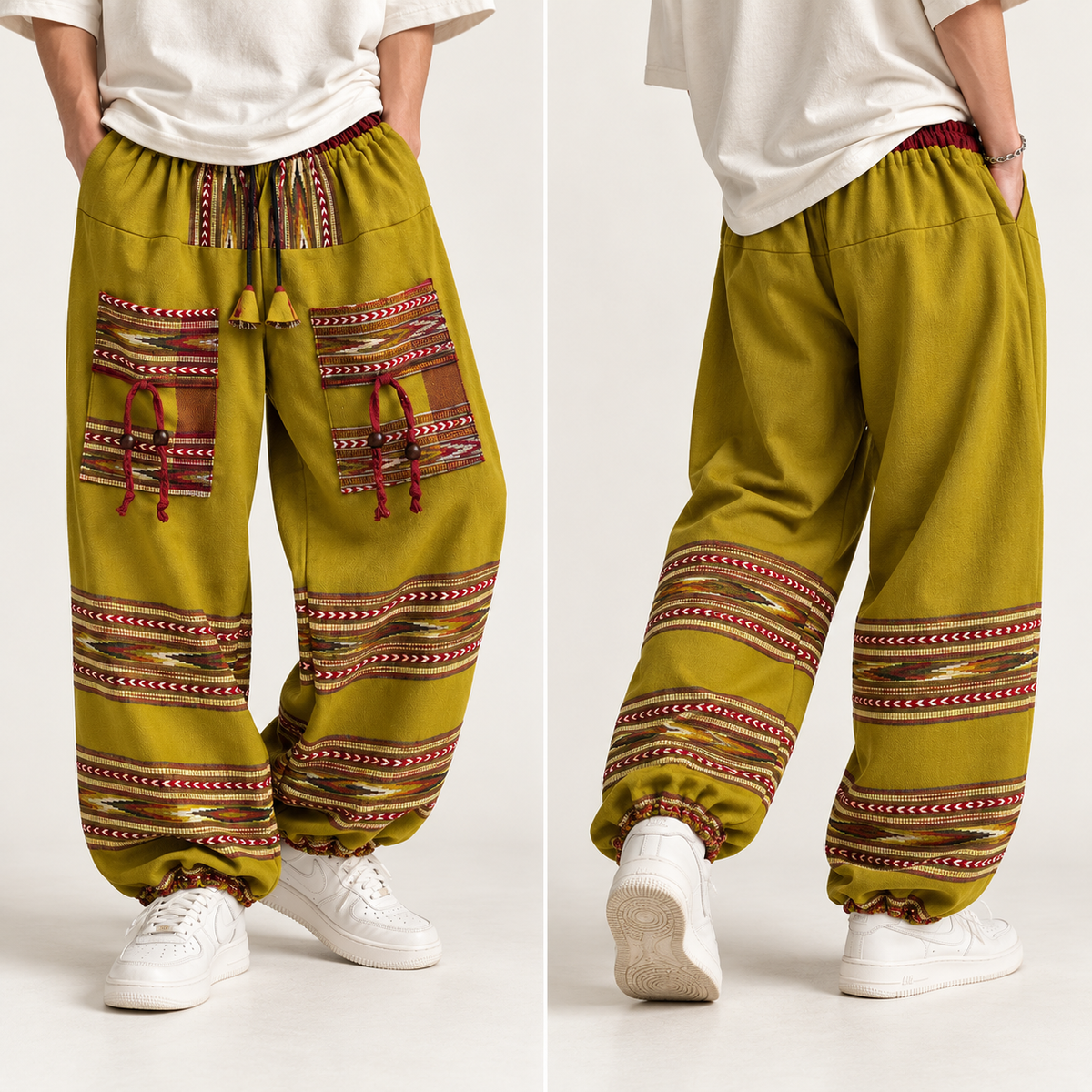 Woollen Kullu 3 Patti Pants- Green