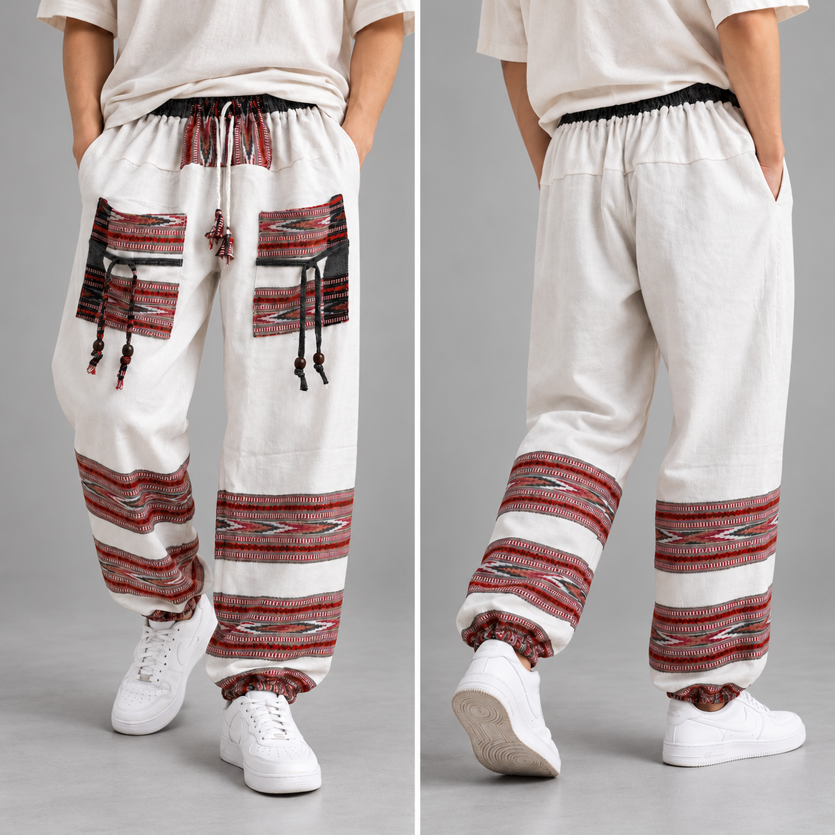 Woollen Kullu 3 Patti Pants- White